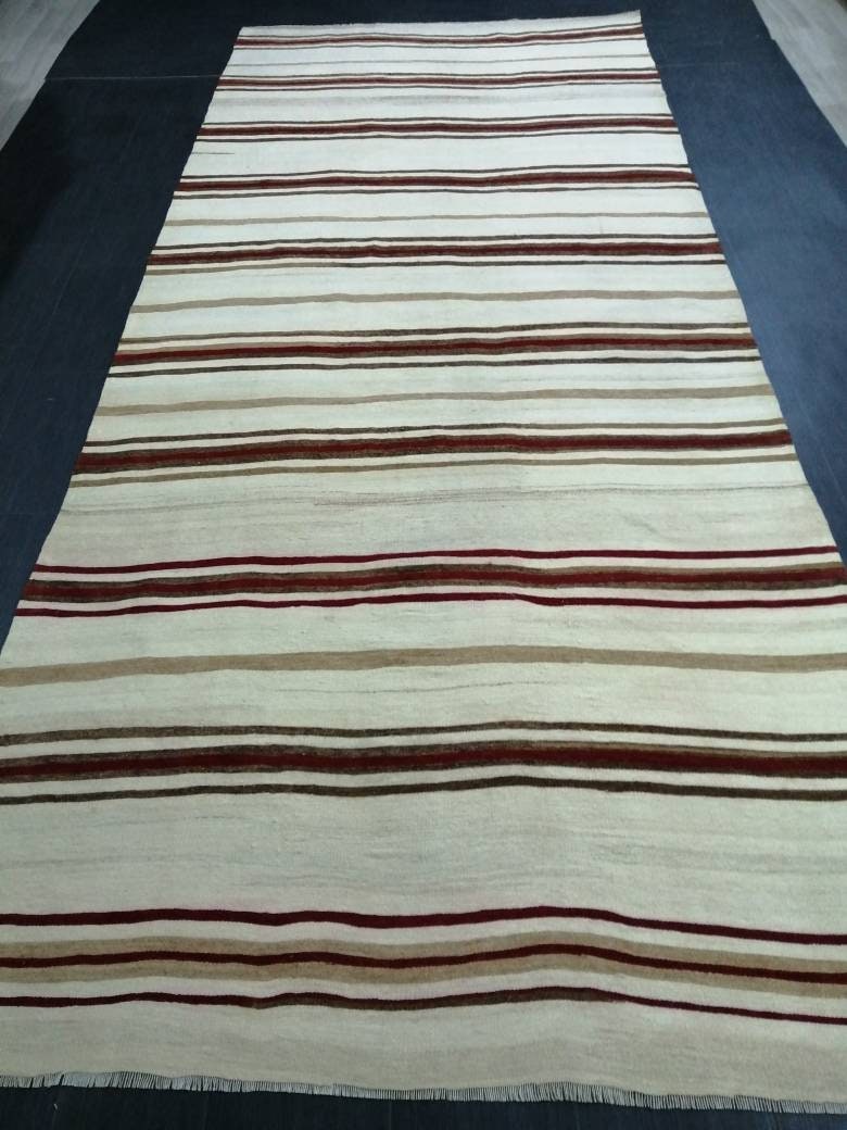 5.4 x 13 Flat Woven RUG TURKISH Rug Vintage Flat woven Runner Rug Vintage Runner Rug Wool Hand Made Rugs Muted Oriental rug