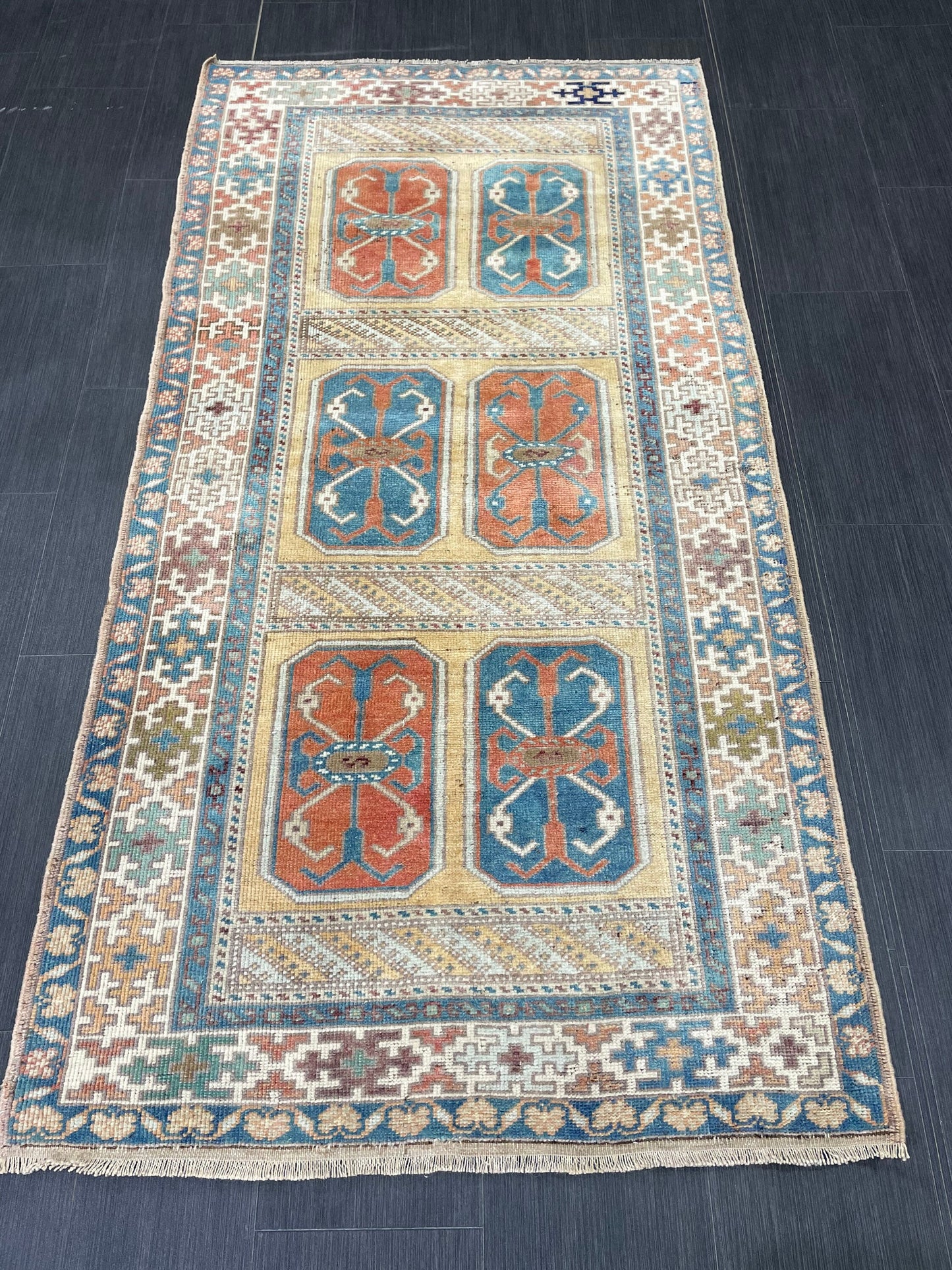 Wool Vintage RUG 3.3 x 6.6 TURKISH Rug Oriental Rug Vintage Oushak Rug Vintage Persian Rug Hand Made Rugs Vintage Turkish Rug Discounted Rug