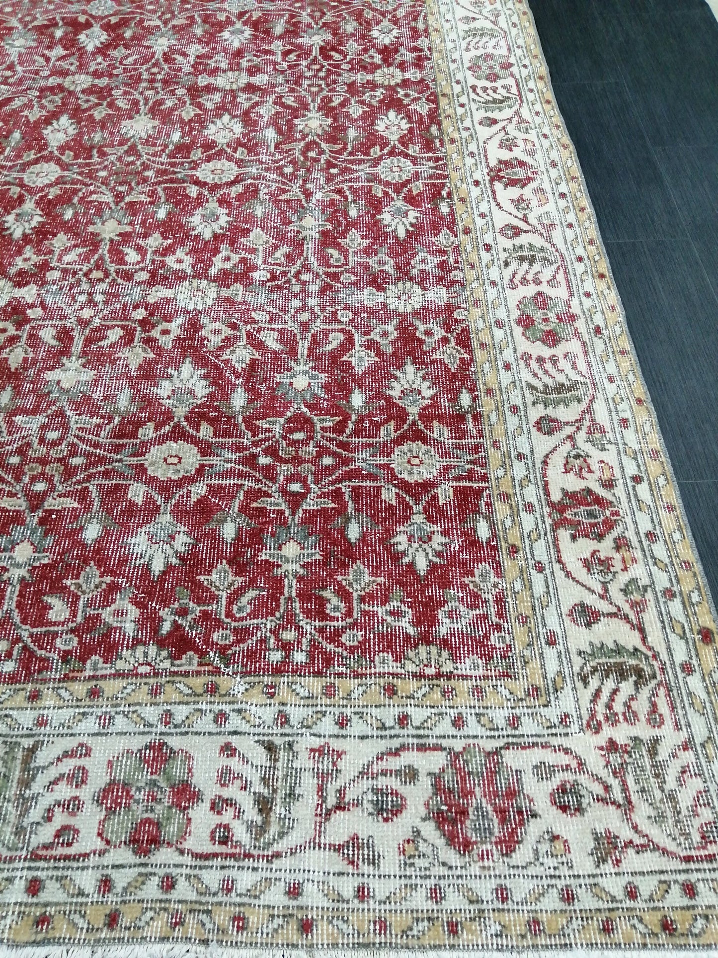 6.8 x 10 TURKISH HAND MADE Rugs Vintage Turkish Rugs Oushak Rug Traditional Rug, Oriental Oushak Rug, Vintage Floral Rug Red Wool Rug