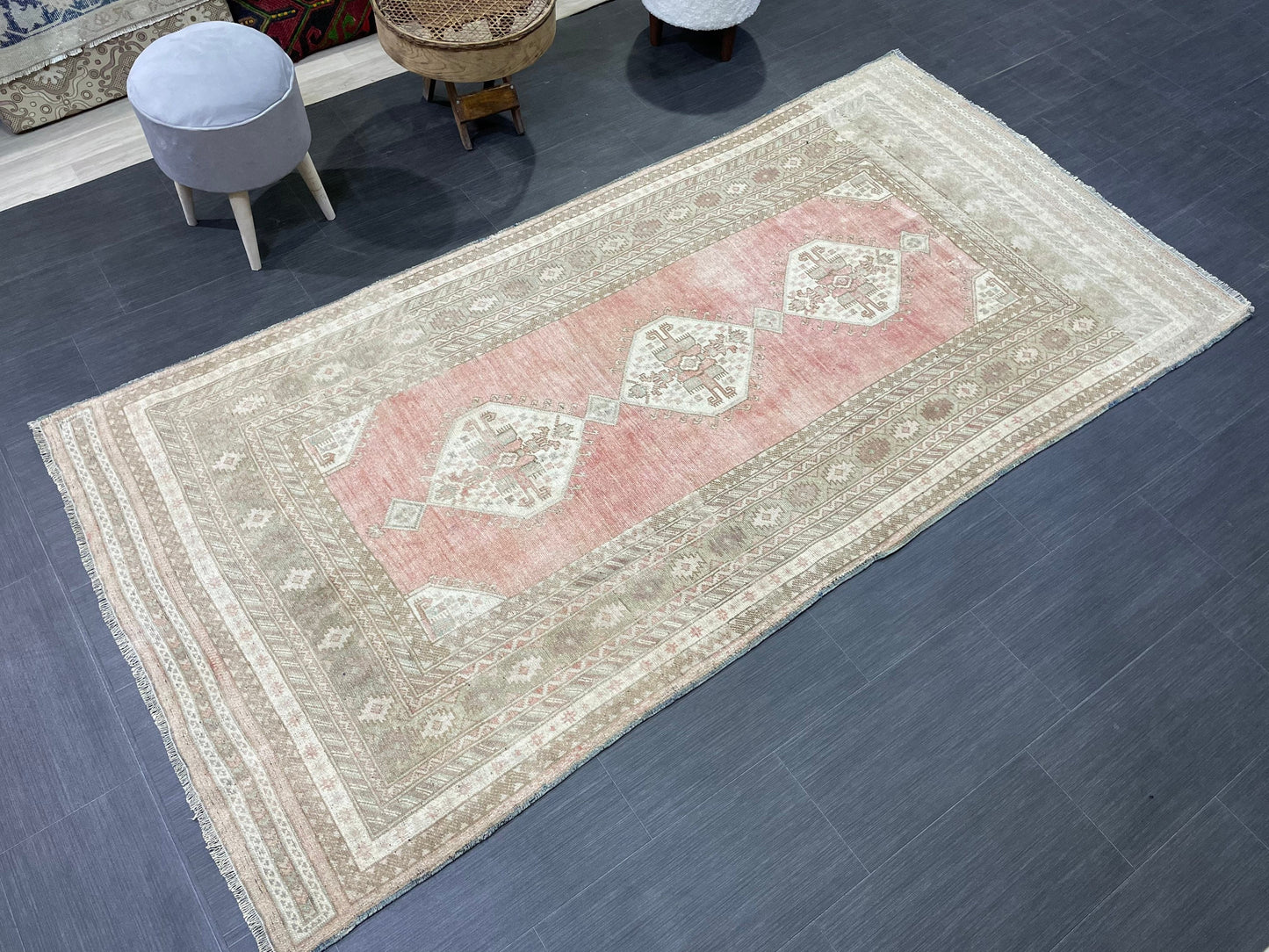 Vintage RUG, TURKISH 4.2 x 8.5 Rug, Vintage Handmade Rug, Wool Hand Knotted Rug, Hand Made Rug Quality Turkish Rug