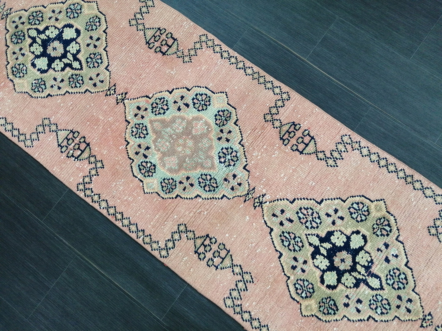 Oushak Runner Rug 2.3 x 11.7 Muted Vintage Runner Rug Hallway Runner Rug Kitchen Runner Rug Wool Runner Rug Wool Oushak Rug