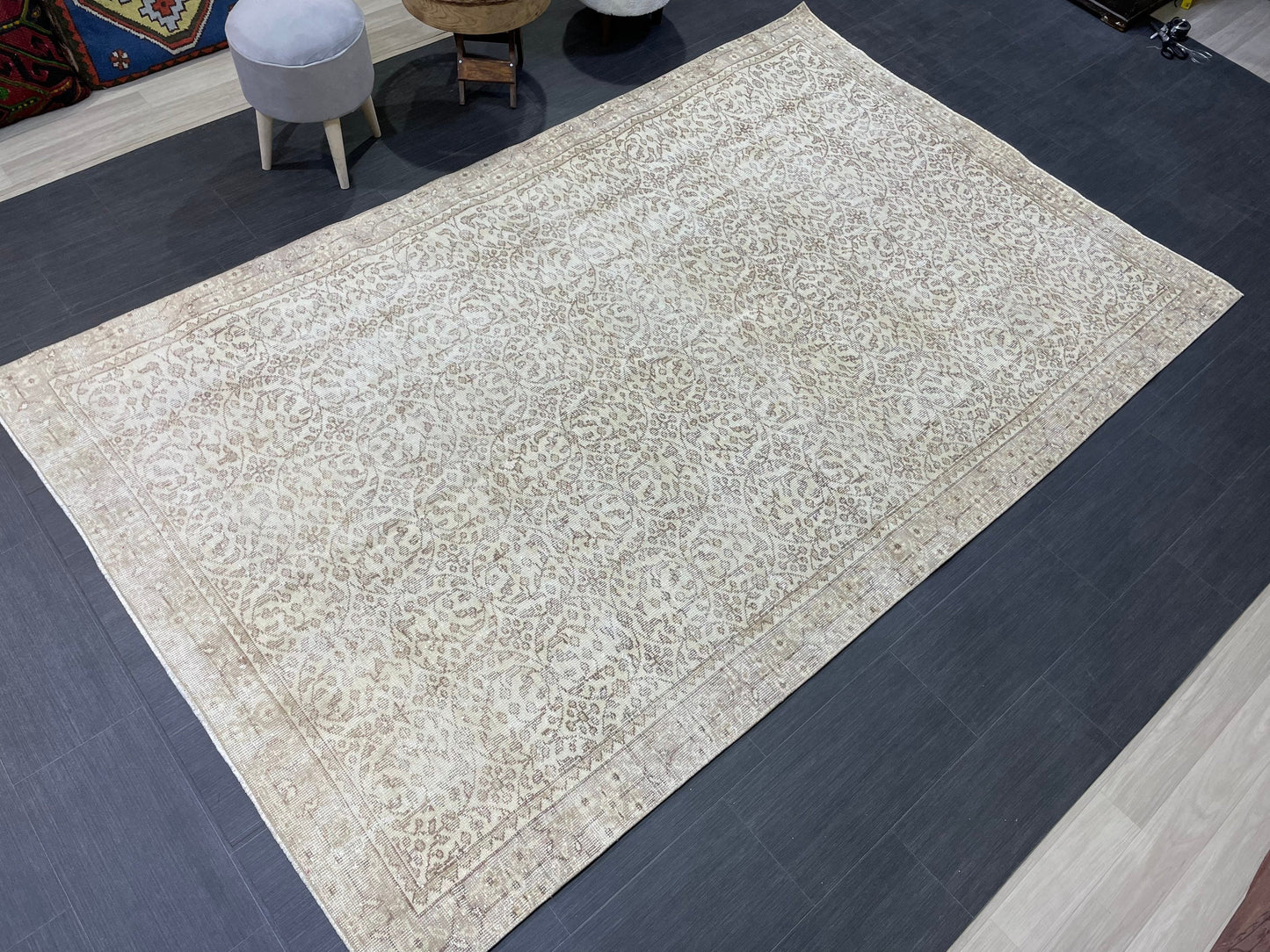 Neutral Vintage Rug, Muted 5.10 x 9.3 Rug, Living Room Rug,Oushak Rug,Hand Knotted Rug, Persian Rug,Turkish Rug, Handmade Rugs