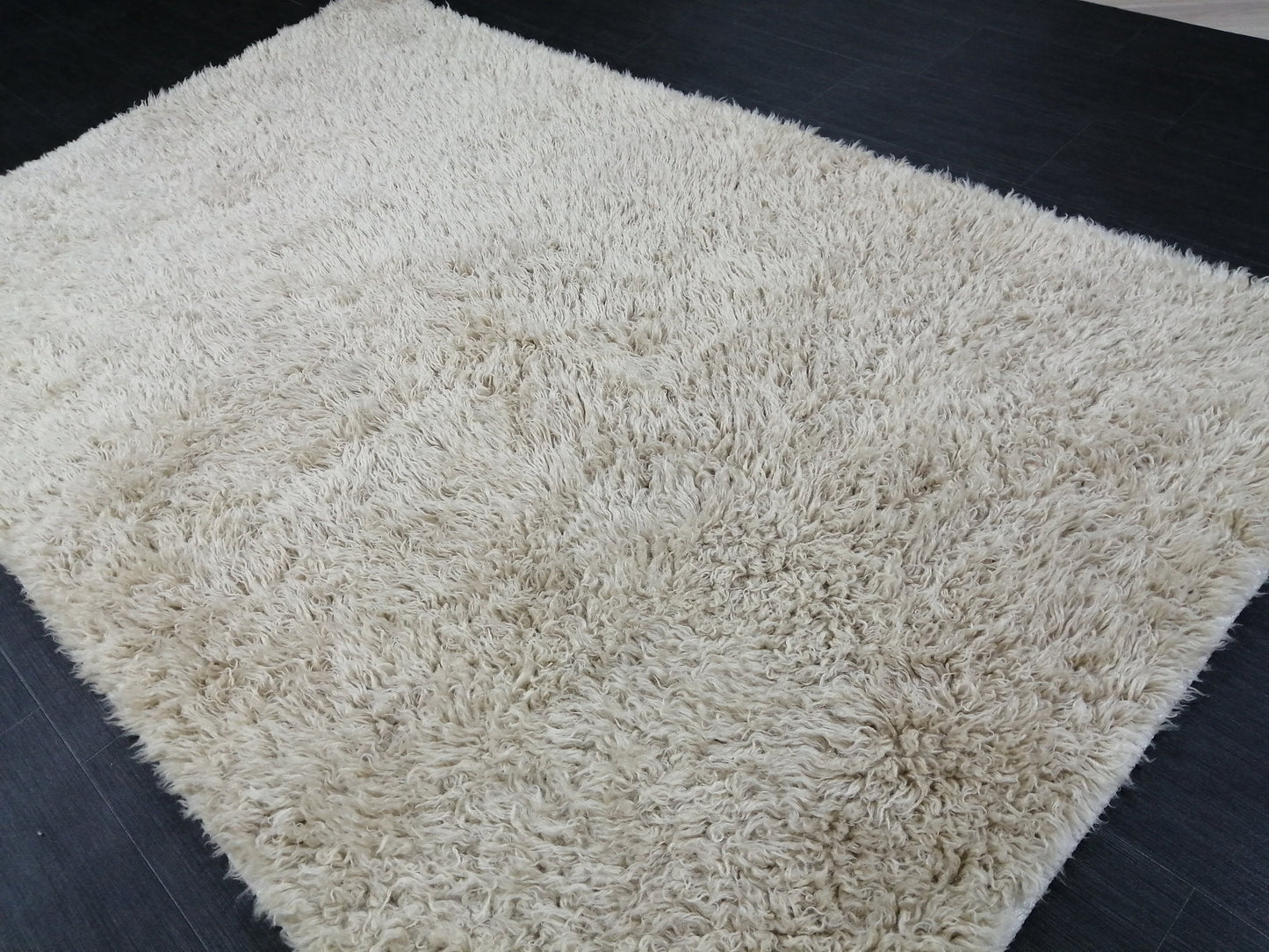 5x8 Rug Vintage Shaggy Rug Neutral Wool Rug solid No Dye Shaggy Rug Plain Hand Made Rug , Neutral Rug Hand Knotted Rug