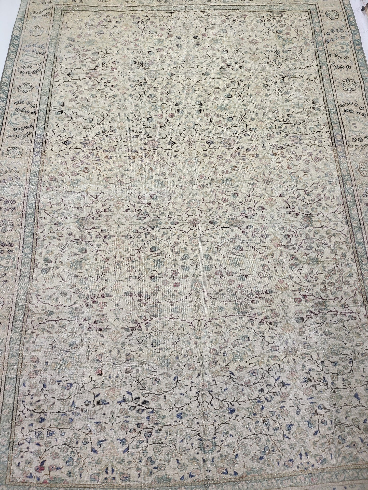 Vintage Rug 6.5 x 9.3 HAND MADE Rug Muted Vintage Turkish Rug Oushak Rug Vintage Oriental Rug, Oushak Rug, Wool Persian Rug