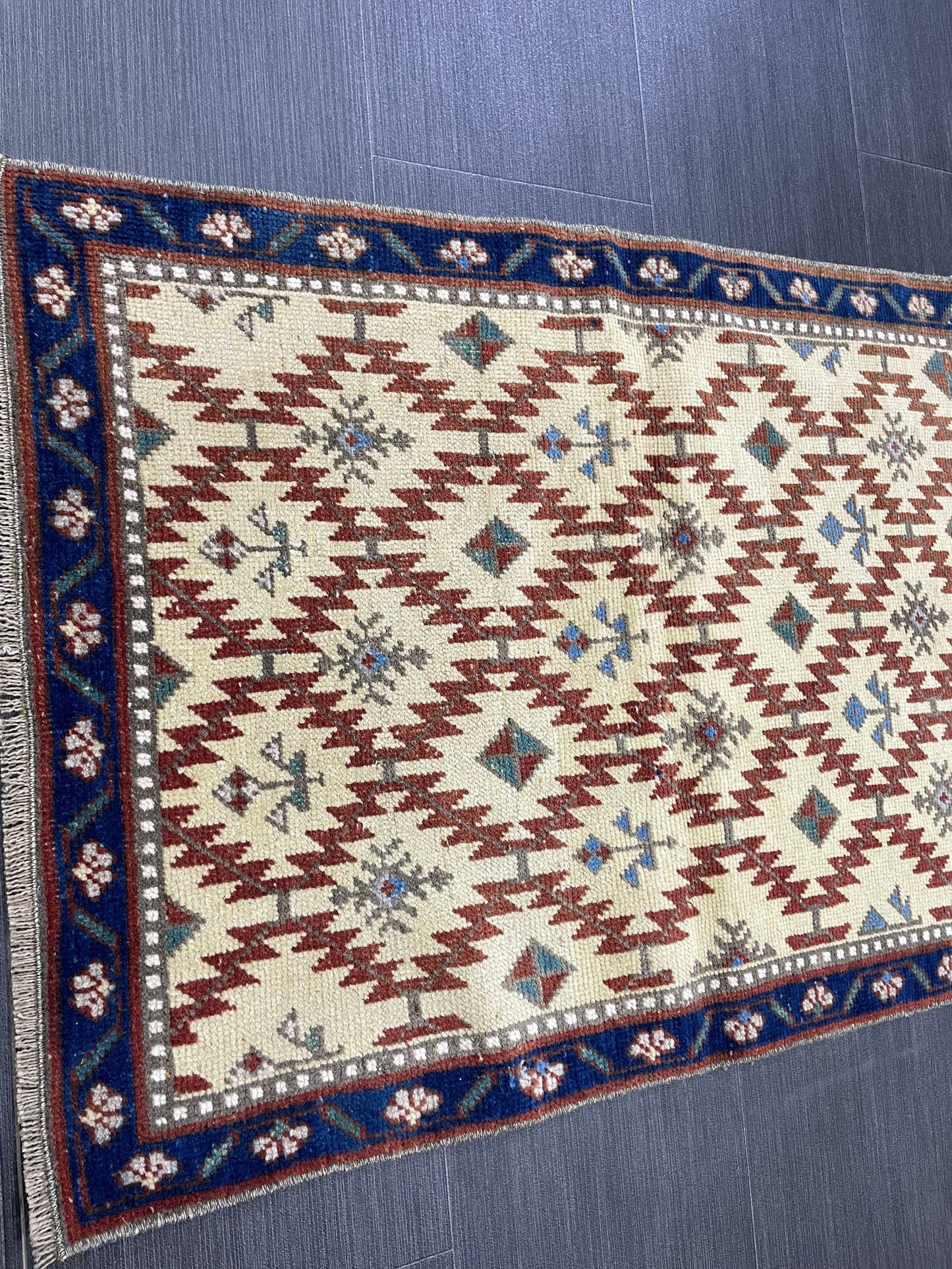 Muted Rug 2.2 x 3 Natural Wool Handmade Rug, Oushak Rug, Rustic Rug, Boho Rug, Turkish Rug, Farmhouse Rug, Vintage Rug, Wool rug