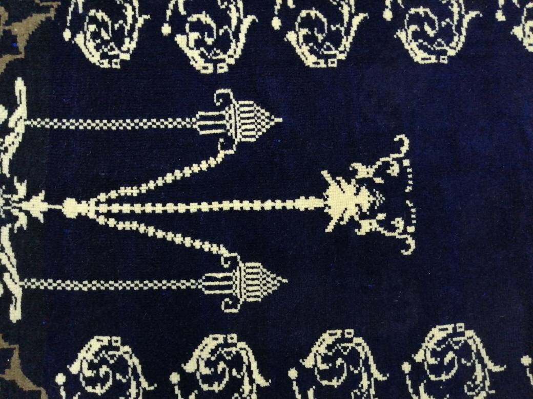 Hand Made Rug 2.3 x 3.6 Navy Vintage Rug , Wool Rug Vintage Rug Oriental Rug, Turkish Rug Hand Knotted Wool Rug