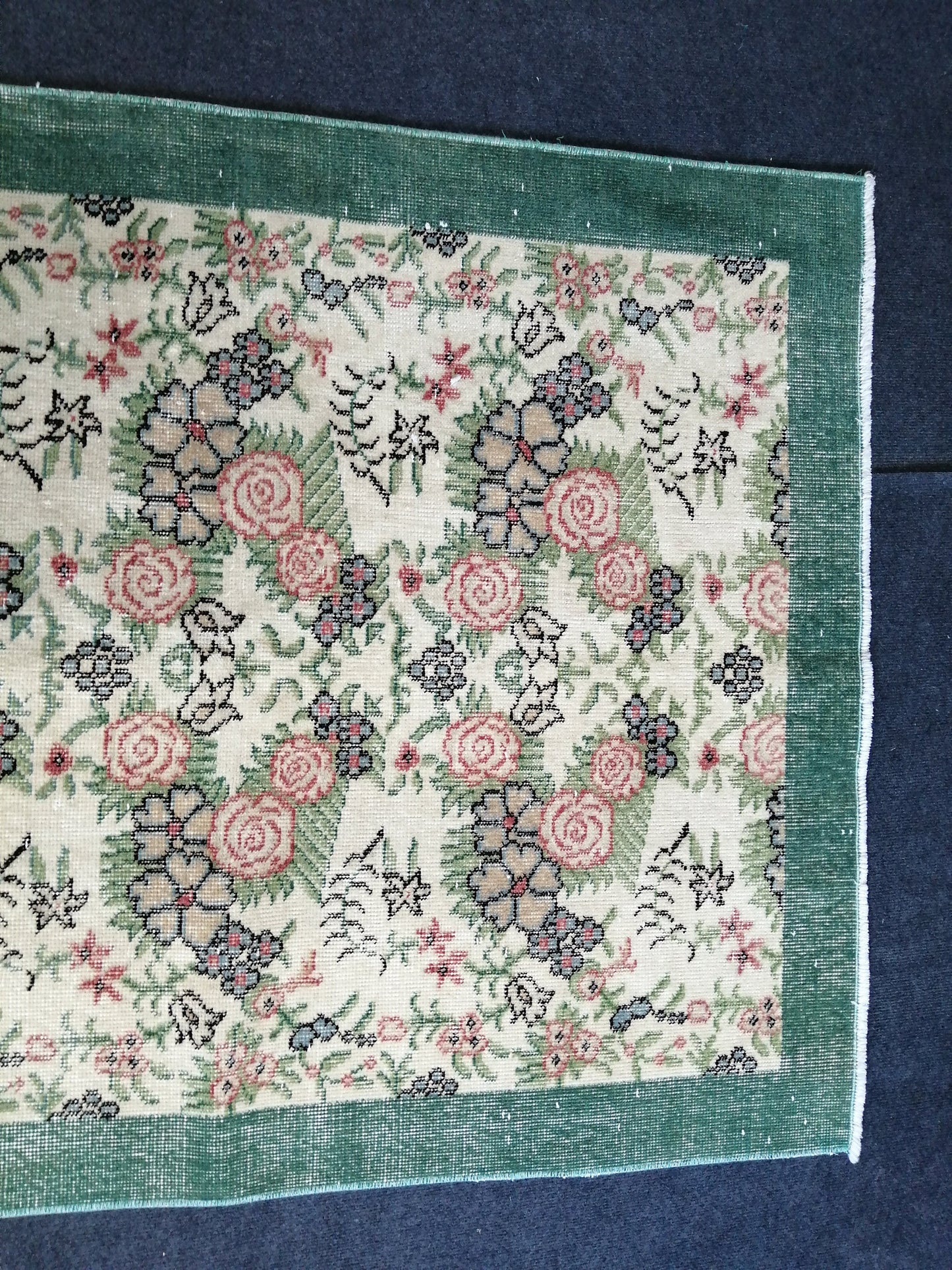 Vintage Green Turkish Floral Oushak Rug,Turkish Rug,Antique Rug,Oushak antique Rug,Hand woven Rug,Weaving Rug,Ethnic Rug,Kitchen Rug