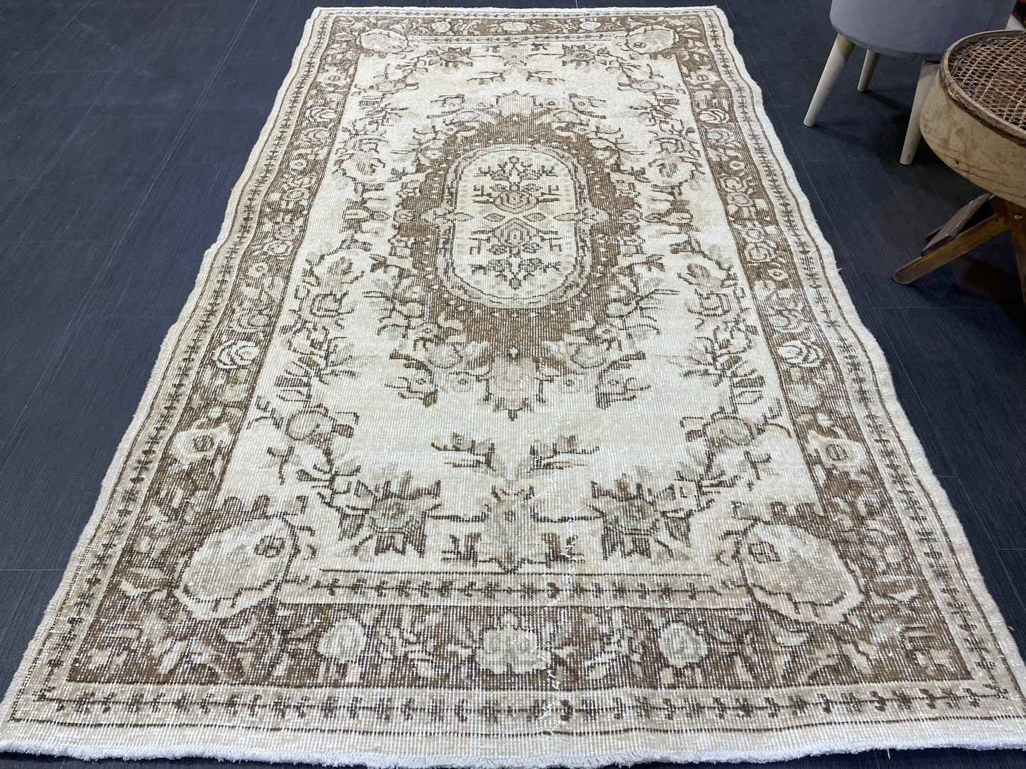 Neutral Rug, Persian RUG, Oushak 4x7 Rug, TURKISH Rug, Handknotted Rug, Oriental Rug, Vintage Rug, Handmade Rug, Antique Rug, woven rug.