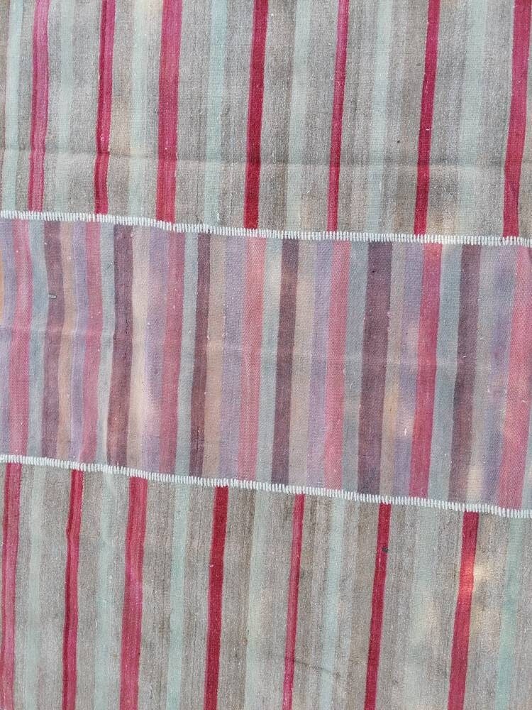 Flatwoven kilim rug, stripe turkish hand made rugs 6'7*10 vintage turkish rugs oushak rug vintage oushak rug, wool rug