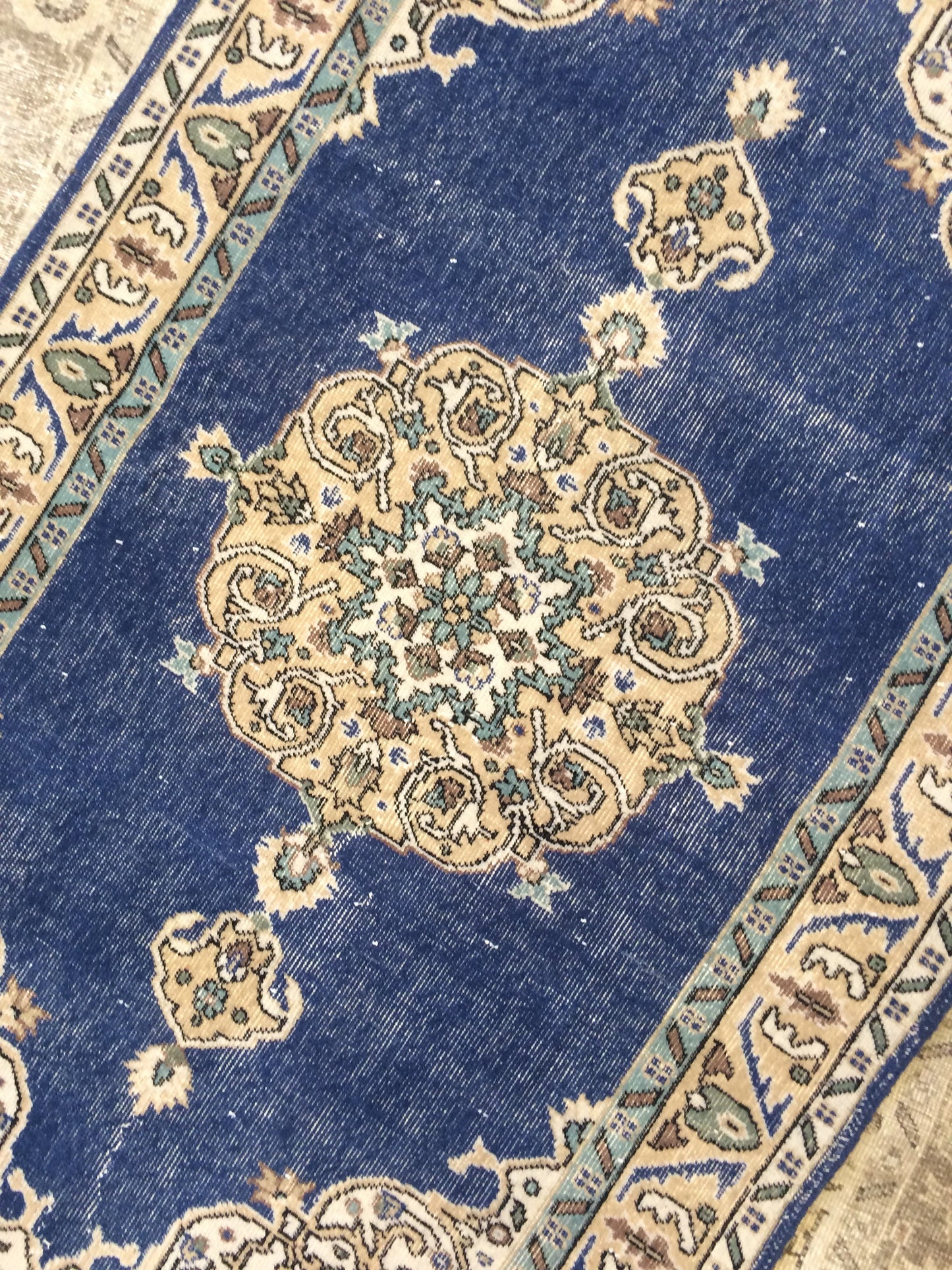 Oushak Rug 4 x 7 Turkish Rug Vintage Rug Hand Made Rug 7x4 wool rug Oriental Rug Blue living room rug