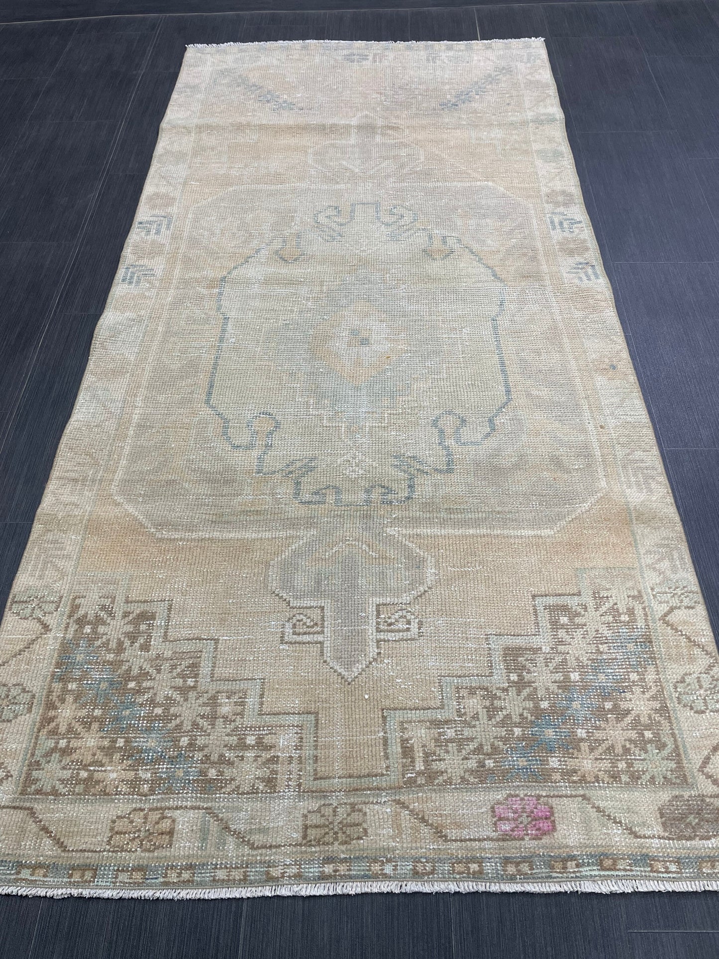 3.5 x 7 Rug Hand Made Rug Oushak Rug, Rustic Rug Distressed Rug, Rug Runner, Turkish Rug, Farmhouse Rug, Vintage Rug, Wool rug