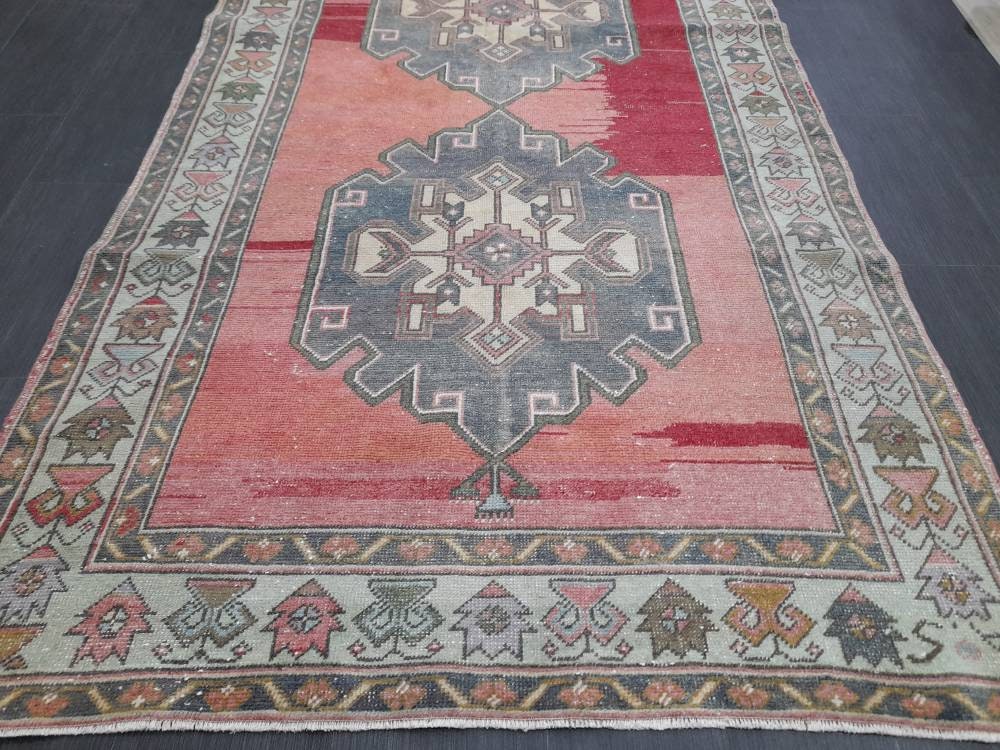 Muted Vintage Runner Rug 4.8 x 11 Oriental Runner Rug muted Turkish Runner Rug Hallway Runner Rug Kitchen Runner Rug Wool Runner Rug