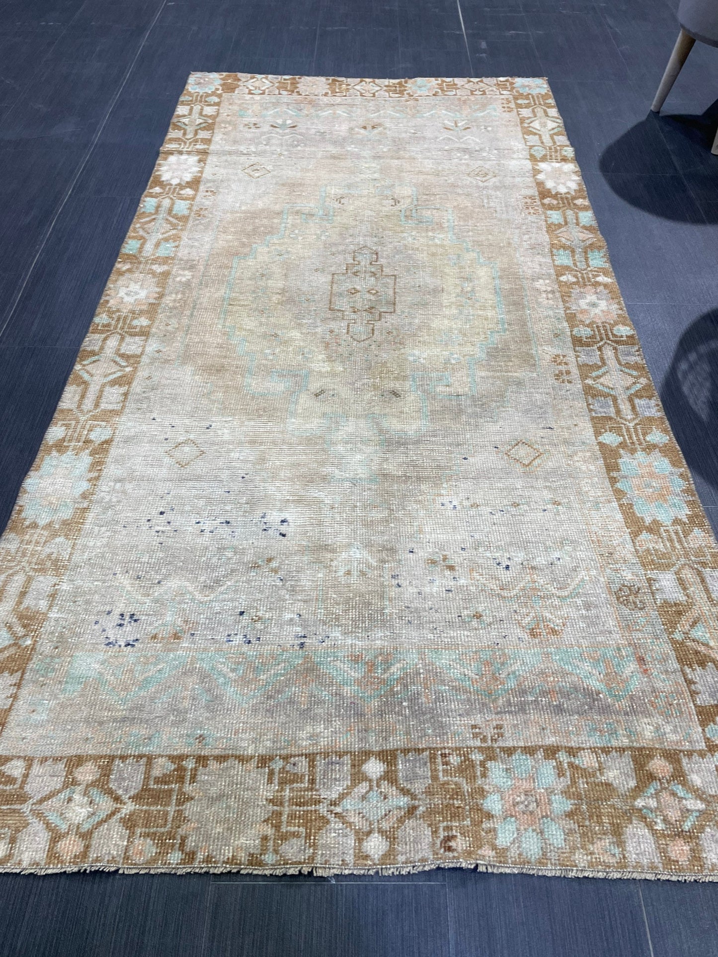 Muted Turkish Rugs,Oushak 3.4 x 6.7 Rug, Hand Knotted Rug, Wool Persian Rug,Handmade Rug,Turkish Rug, Farmhouse Rug, Vintage Rug, Floor Art