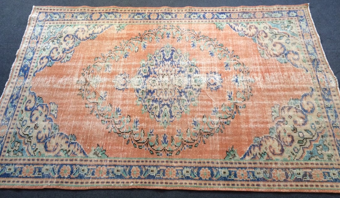 Vintage Rug Turkish Rug Oushak Rug Bohemian Rug Living Room Rug Wool Oushak Rug Hand Made Rug