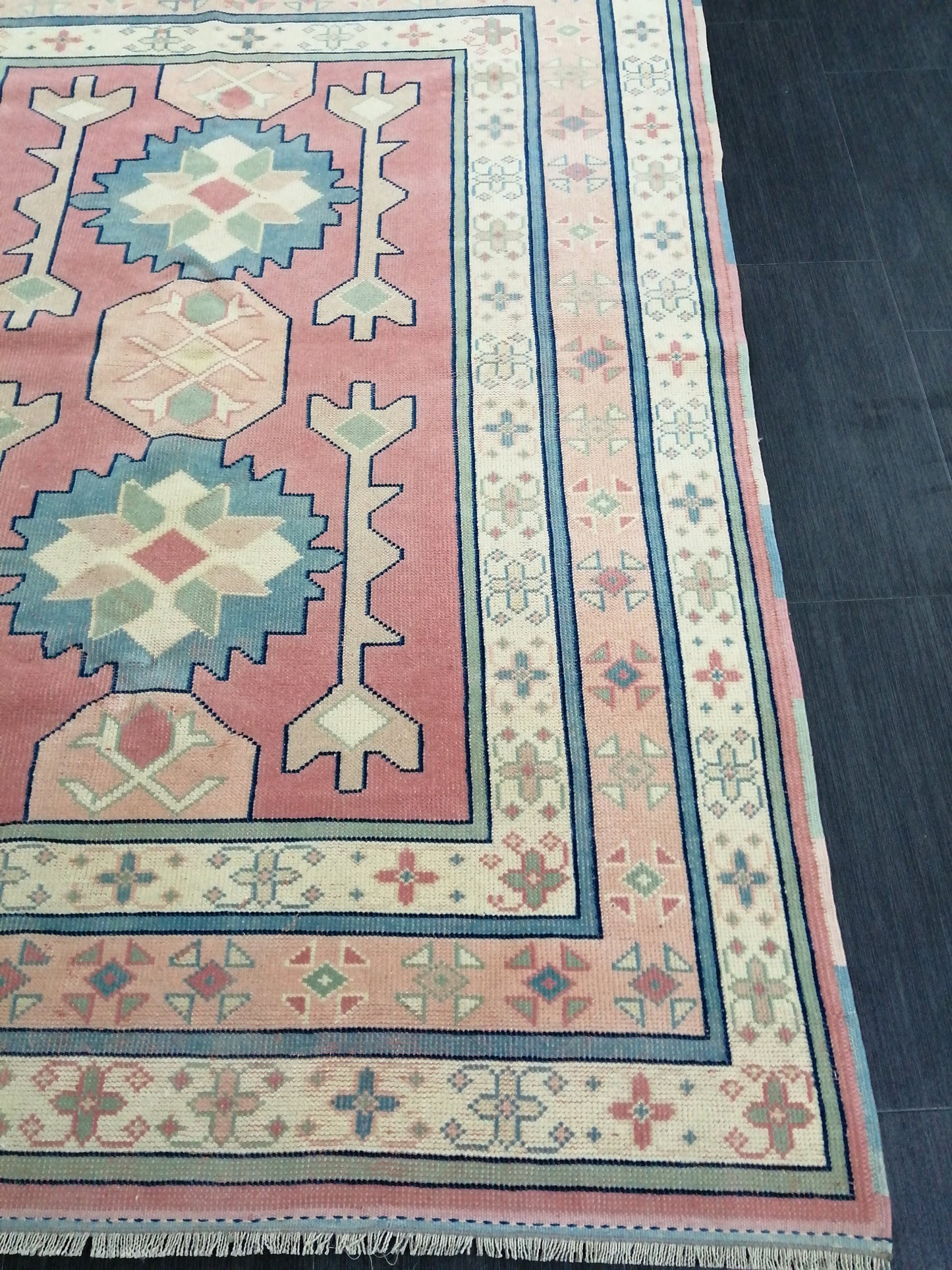 Pink OUSHAK RUG 6.2 x 4.3 Vintage Oushak Rug Vintage Rug Wool Oushak Rug Hand Made Rugs Vintage Turkish Rug