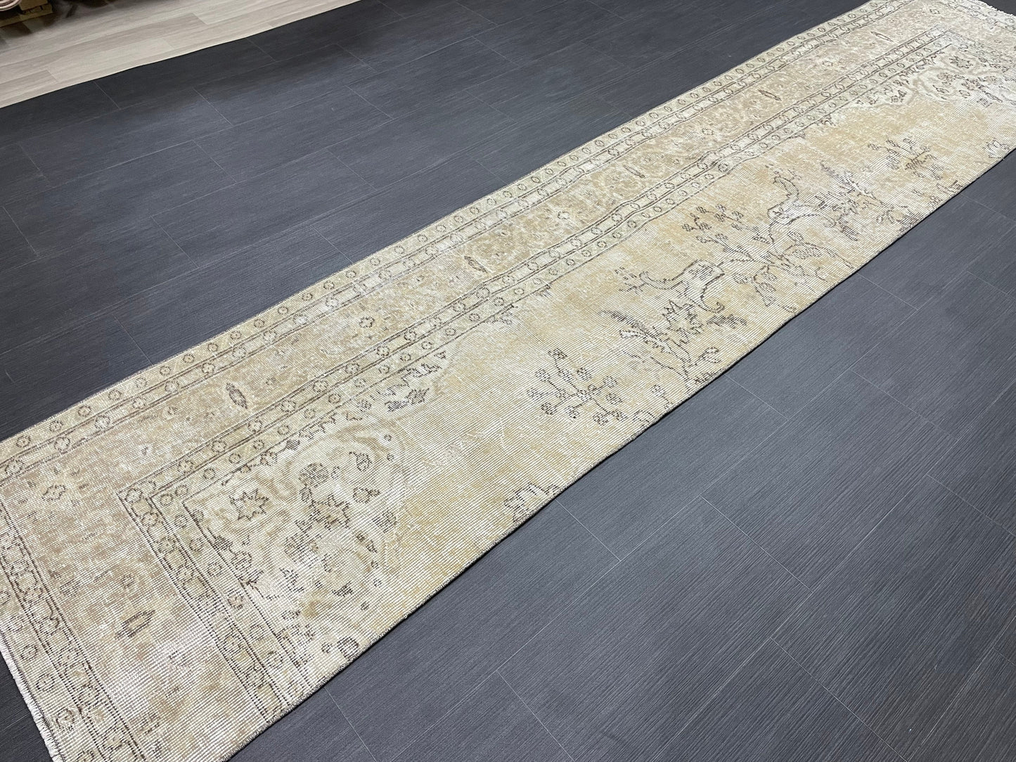 Muted Oushak Runner 2.5 x 11.5 Rug Distressed Turkish Runner Rug Vintage Runner Handmade Hallway Runner Rug Kitchen Runner Rug Wool Runner