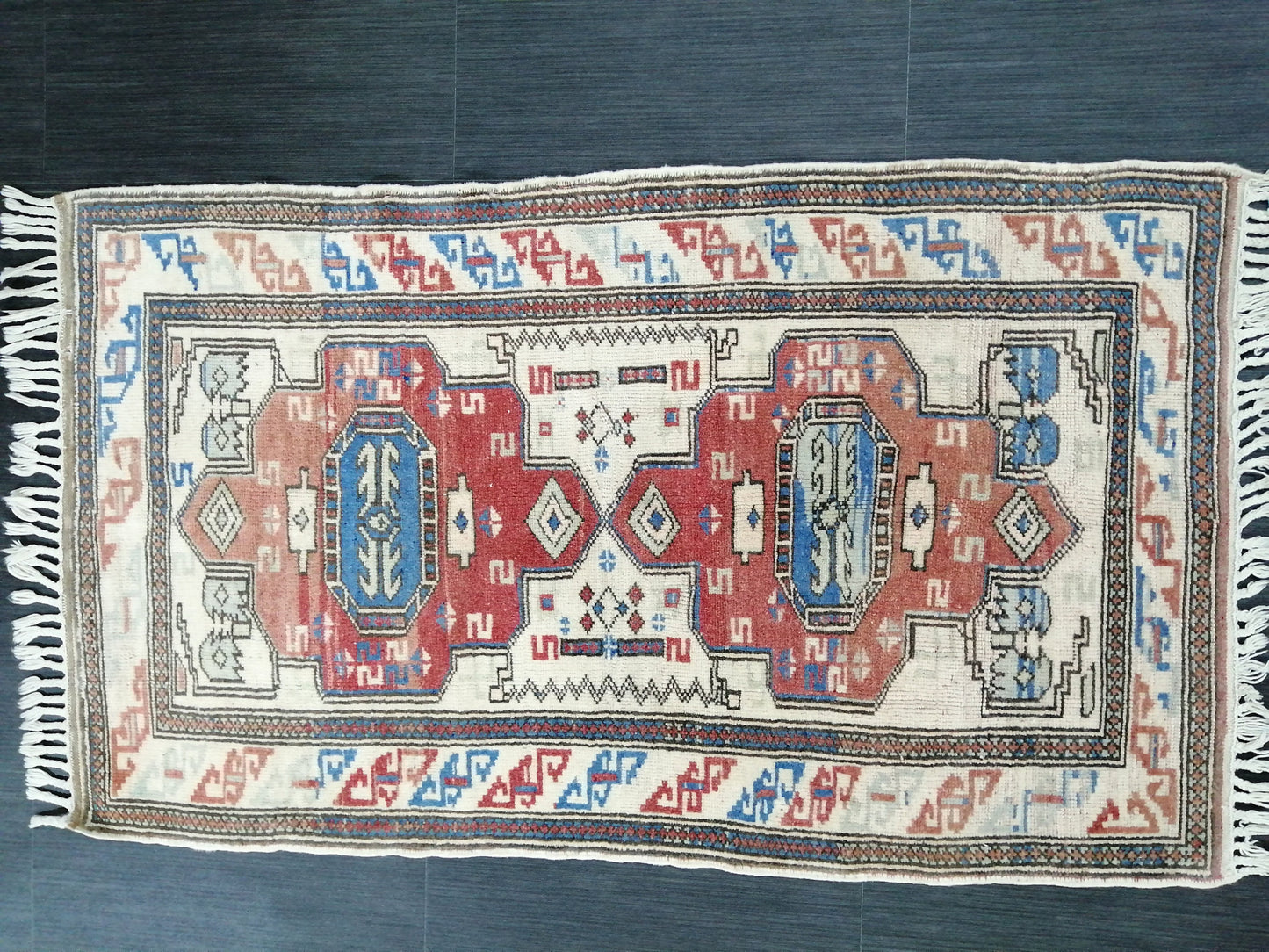 Vintage Rug, Wool rug 4.4 X 2.6 RUG Hand Made Rug, Oushak Rug, Rustic Rug, Bohemian Rug, Rug Runner, Turkish Rug, Farmhouse Rug,