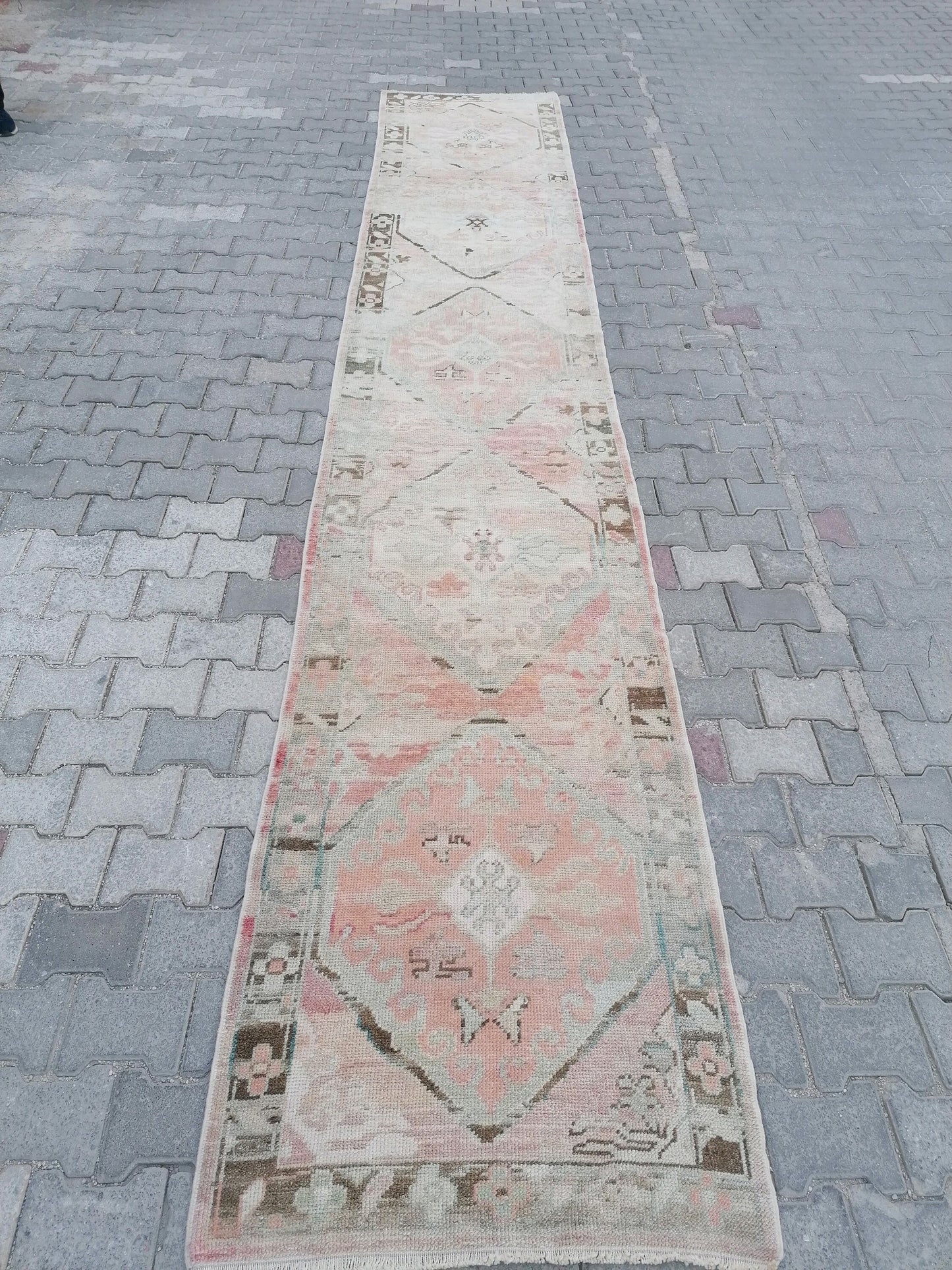 Oushak runner rug 2'11x16'8 turkish new production oushak runner rug vintage runner rug, hallway runner kitchen runner, handmade wool rugs