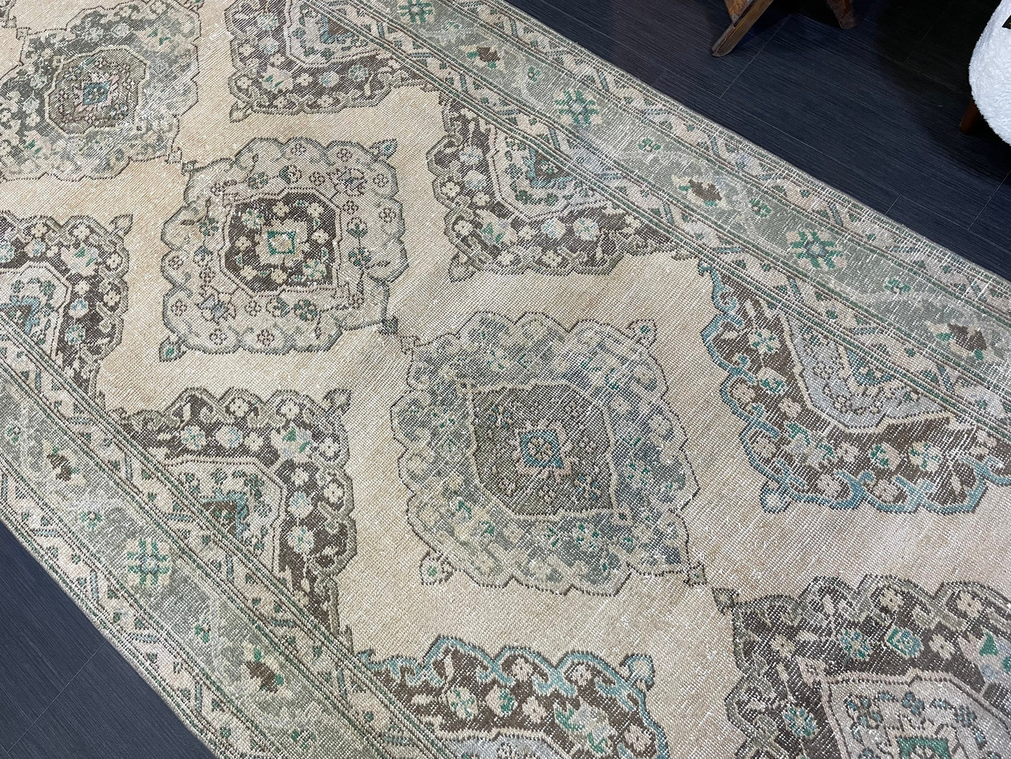 Muted Persian Runner Rug, Muted Vintage 4.7 x 12.5 Runner Rug, Hallway Runner Rug, Kitchen Runner Rug Wool Runner Rug, Handmade Runner Rug