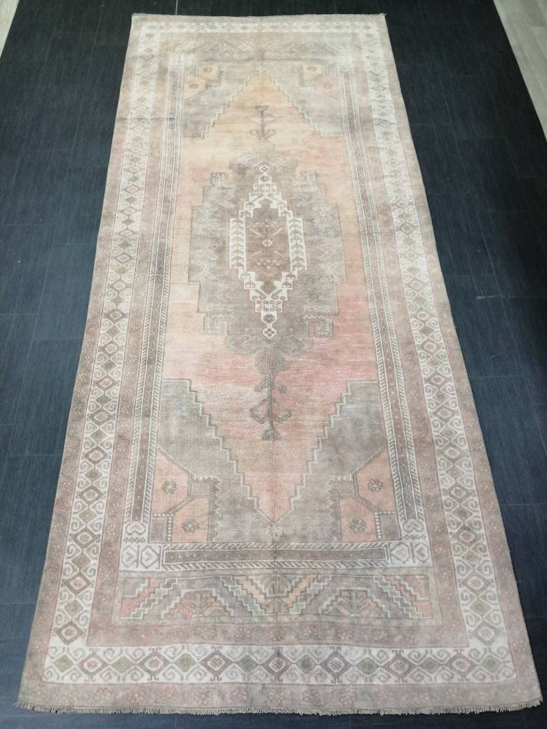 Turkish Runner Rug 4.9 x 11.7 Muted Vintage Runner Persian Hallway Runner Rug Kitchen Runner Rug Oriental Distressed Runner Muted RUNNER