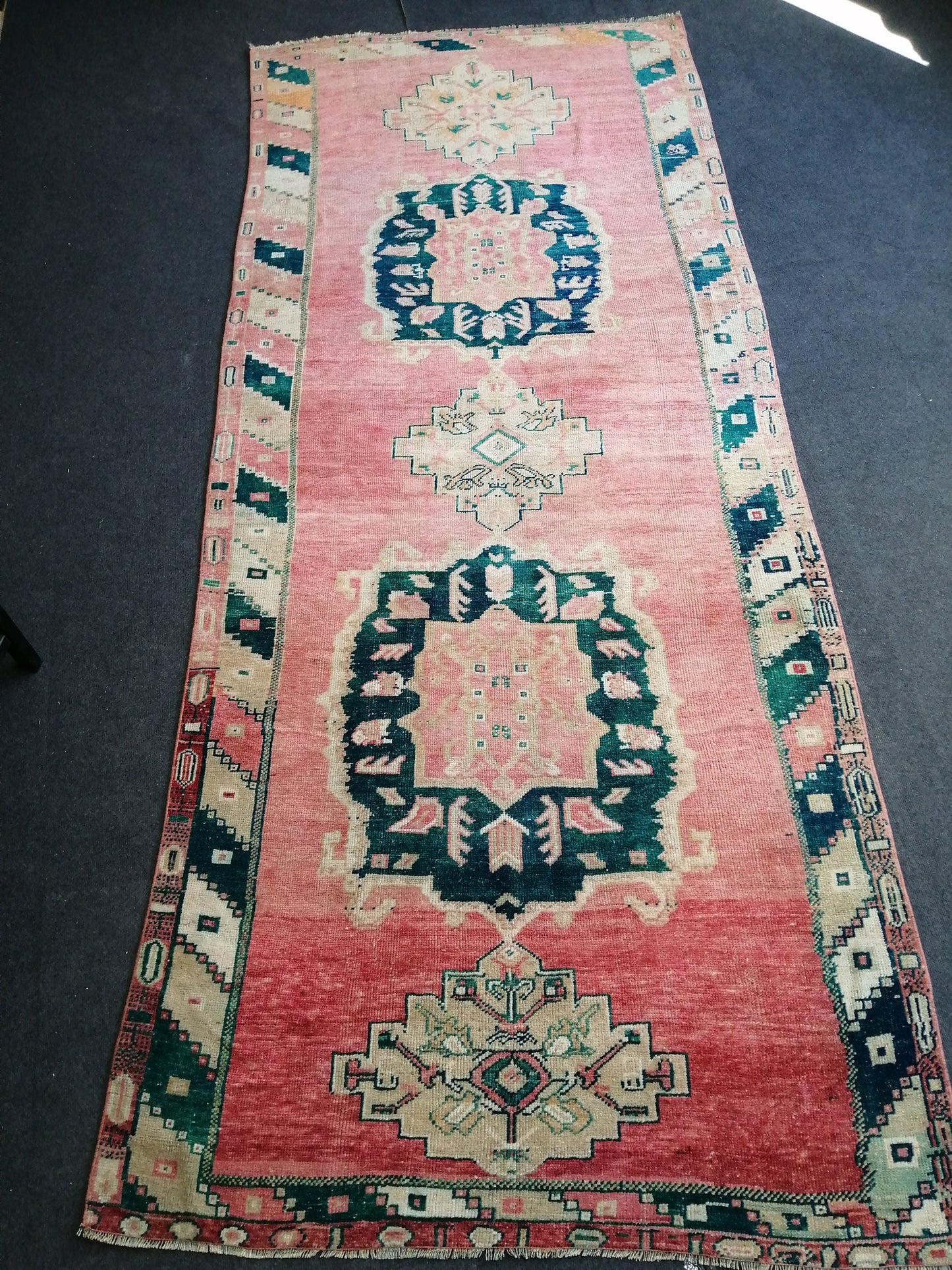 Handmade Runner RUG TURKISH 4.4 x 10.9 Rug Vintage Oushak Runner Rug Vintage Runner Rug Wool Oriental Rug Vintage Turkish Rug