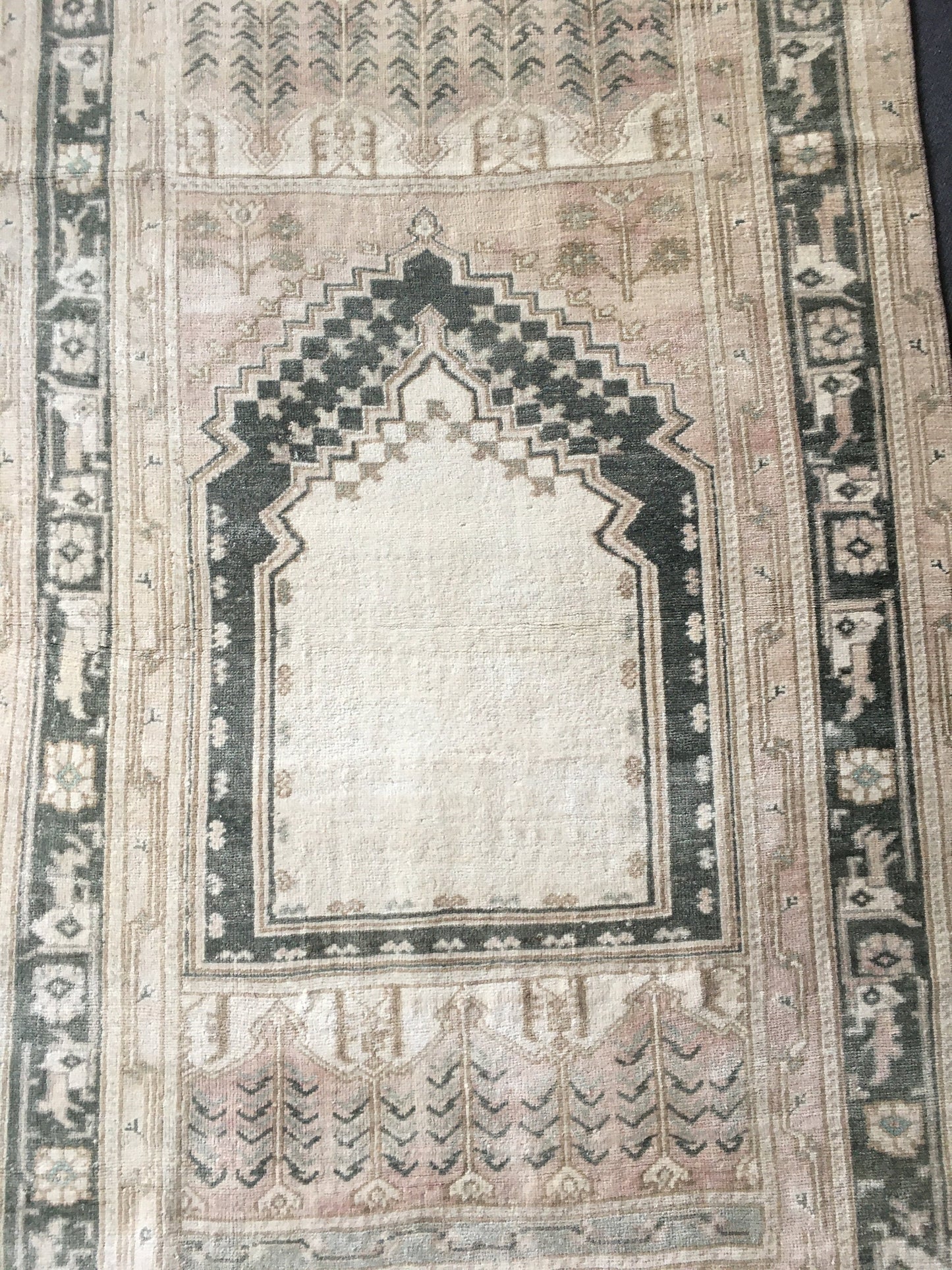 3.6x6 feet natural muted entryway floor rug, turkish living room large rug, vintage black handmade bedroom area rug, office floor wide rug