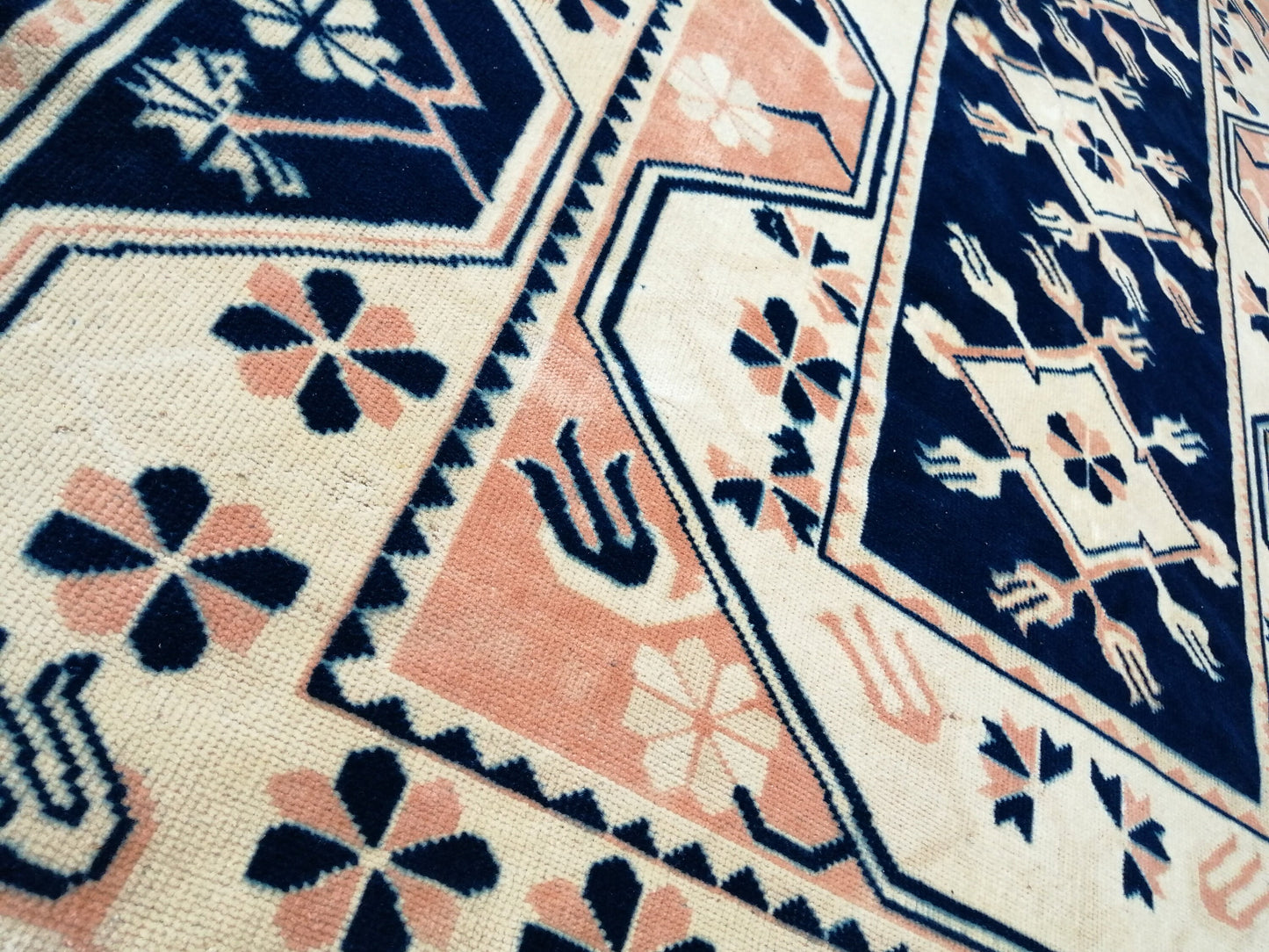 5.3 x 7.8 Vintage Rug, Blue Rug , Oushak Rug, Wool Oushak Rugs, Hand Made Rug, Bohemian Rug, Vintage Turkish Rug, Navy Rug