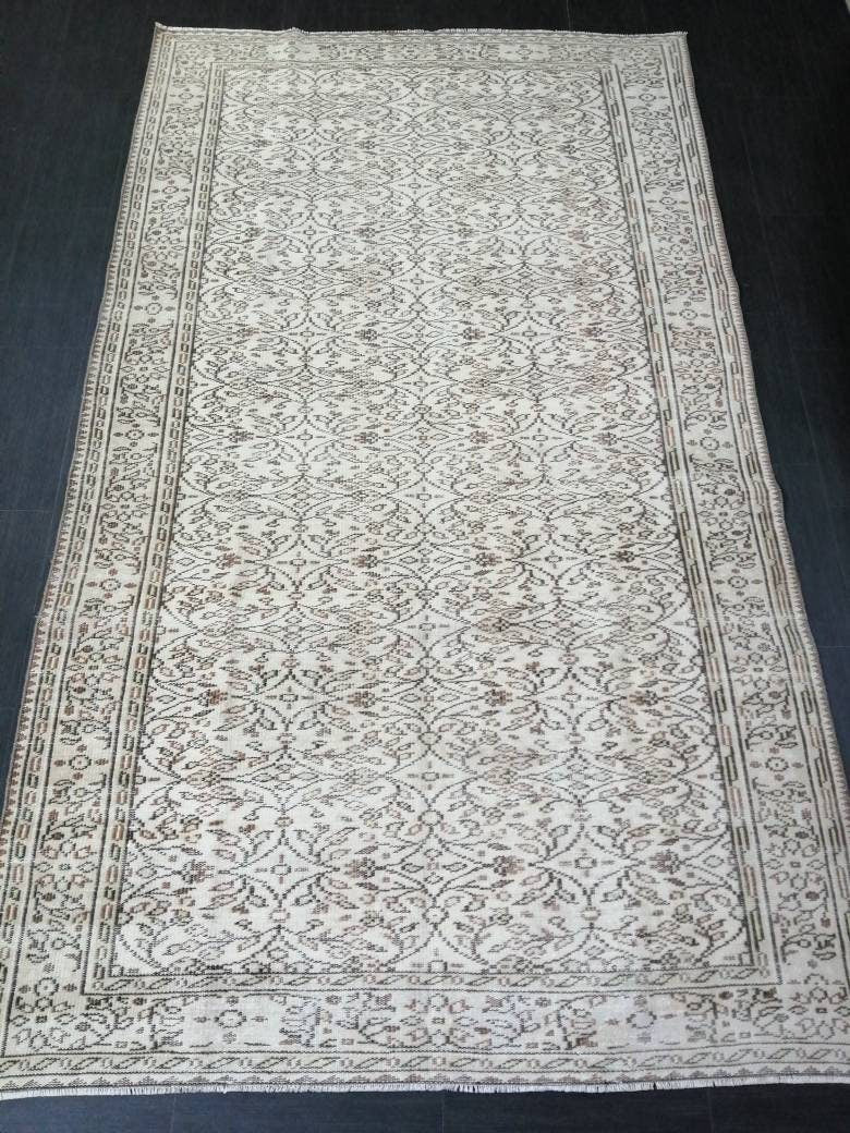 Persian RUG Neutral Vintage Muted Oushak Rug 5.7 x 10 Large Vintage Rug Wool Oushak Rug Hand Made Rugs Vintage Turkish Rug 5.7x10 Oriental
