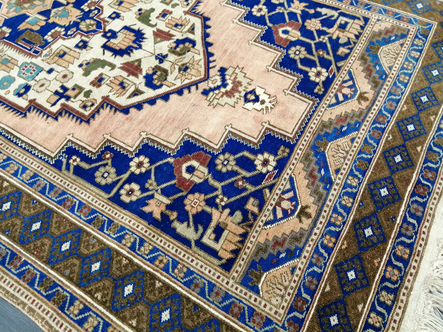 9.5 x 5 OUSHAK RUG Navy Blue TURKISH Oushak Rug Vintage Oushak Runner Rug Vintage Runner Rug Wool Oushak Rug Hand Made Rugs Turkish Rug