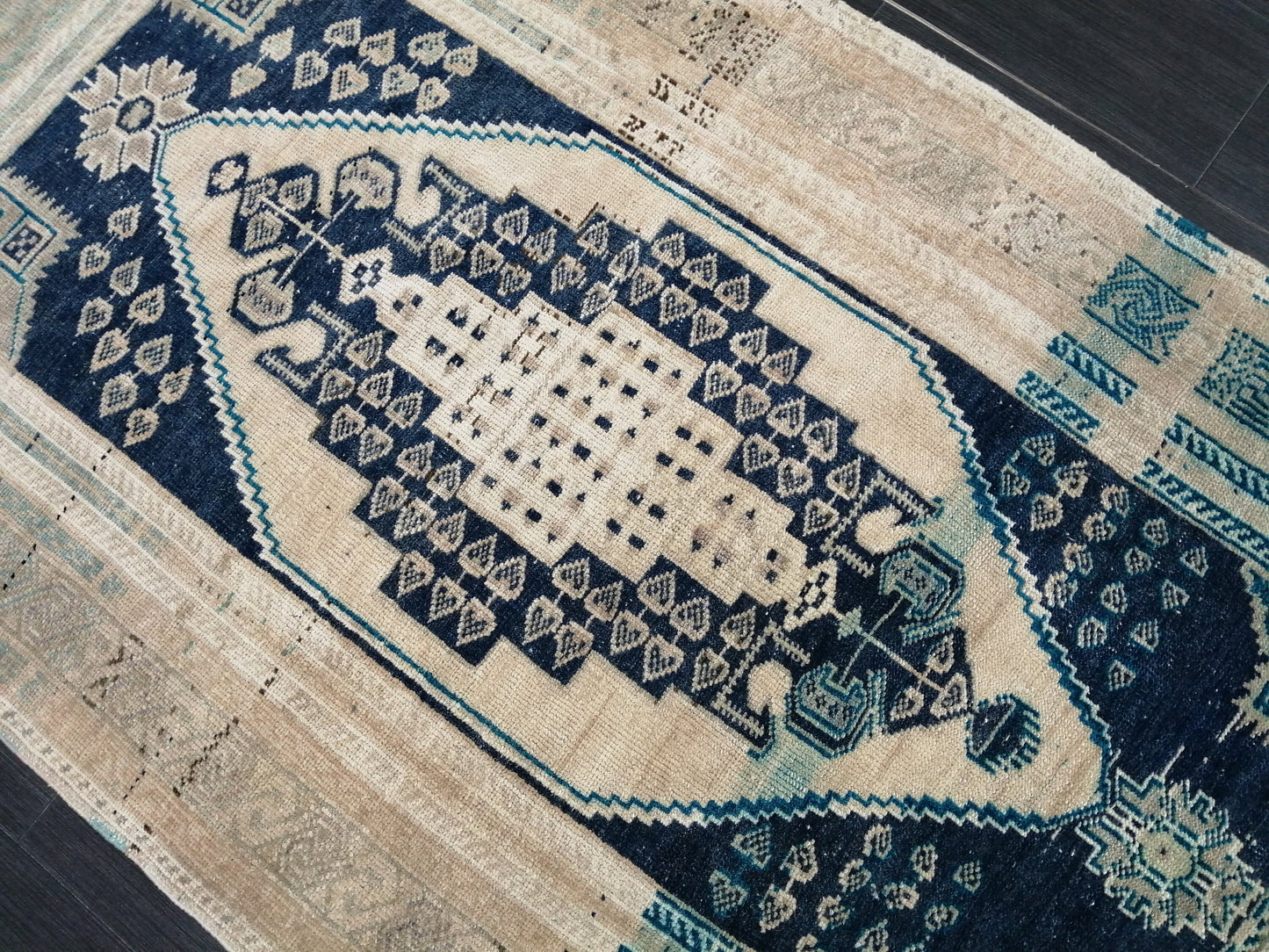 3.5 x 6.8 OUSHAK RUG, TURKISH Antique Rug, Vintage Rug, Antique Rug Wool Handknotted Rug, Hand Made Rugs Vintage Turkish Rug