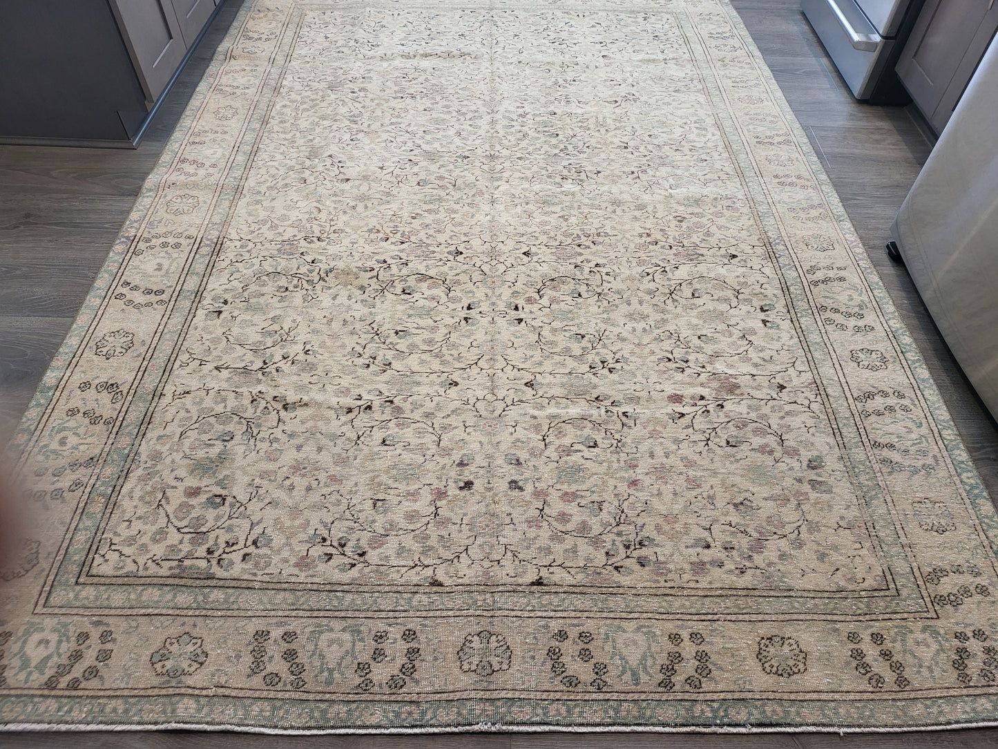 Vintage Rug 6.5 x 9.3 HAND MADE Rug Muted Vintage Turkish Rug Oushak Rug Vintage Oriental Rug, Oushak Rug, Wool Persian Rug