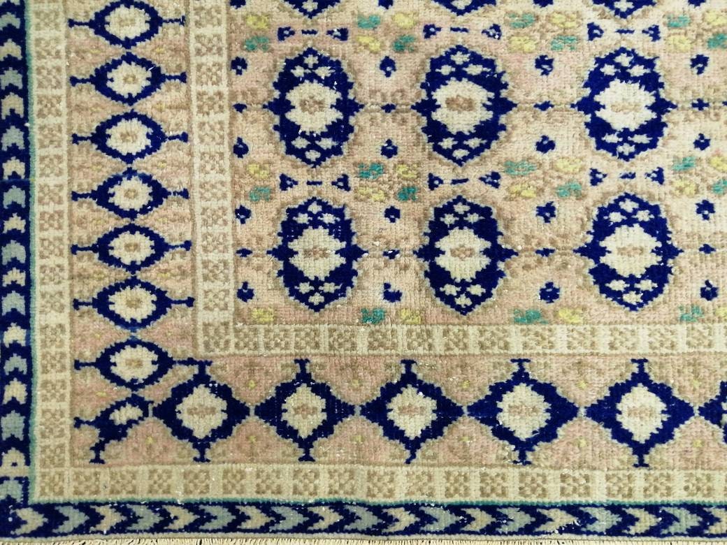 Vintage Turkish Rug, Vintage Navy 6.8 x 10 Rug, Oriental Rugs, Wool Rug, High Pile Vintage Rug, Hand Made Rug Persian Rug 7x10 rug