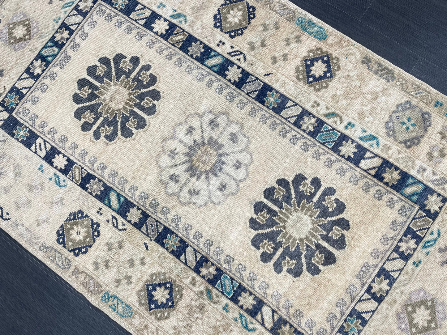 Vintage Handmade Rug Muted 3.6 x 6.3 Vintage Rug Wool Oushak Rug Hand Made Rugs Vintage Turkish Rug Living Room Rug