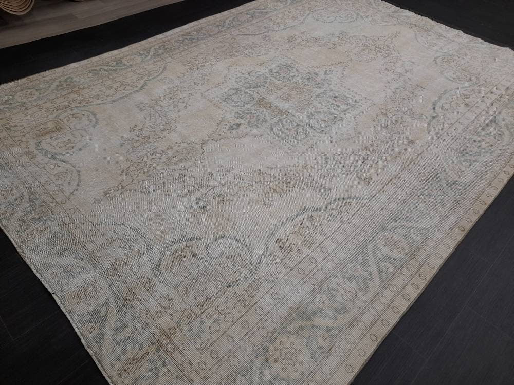 DISTRESSED Hand Made Rug 7X10 Vintage Turkish Rug Natural wool Rug ORIENTAL Rug, Living Room Rug, Oushak Rug, Hand Knotted Rug Antique Rug