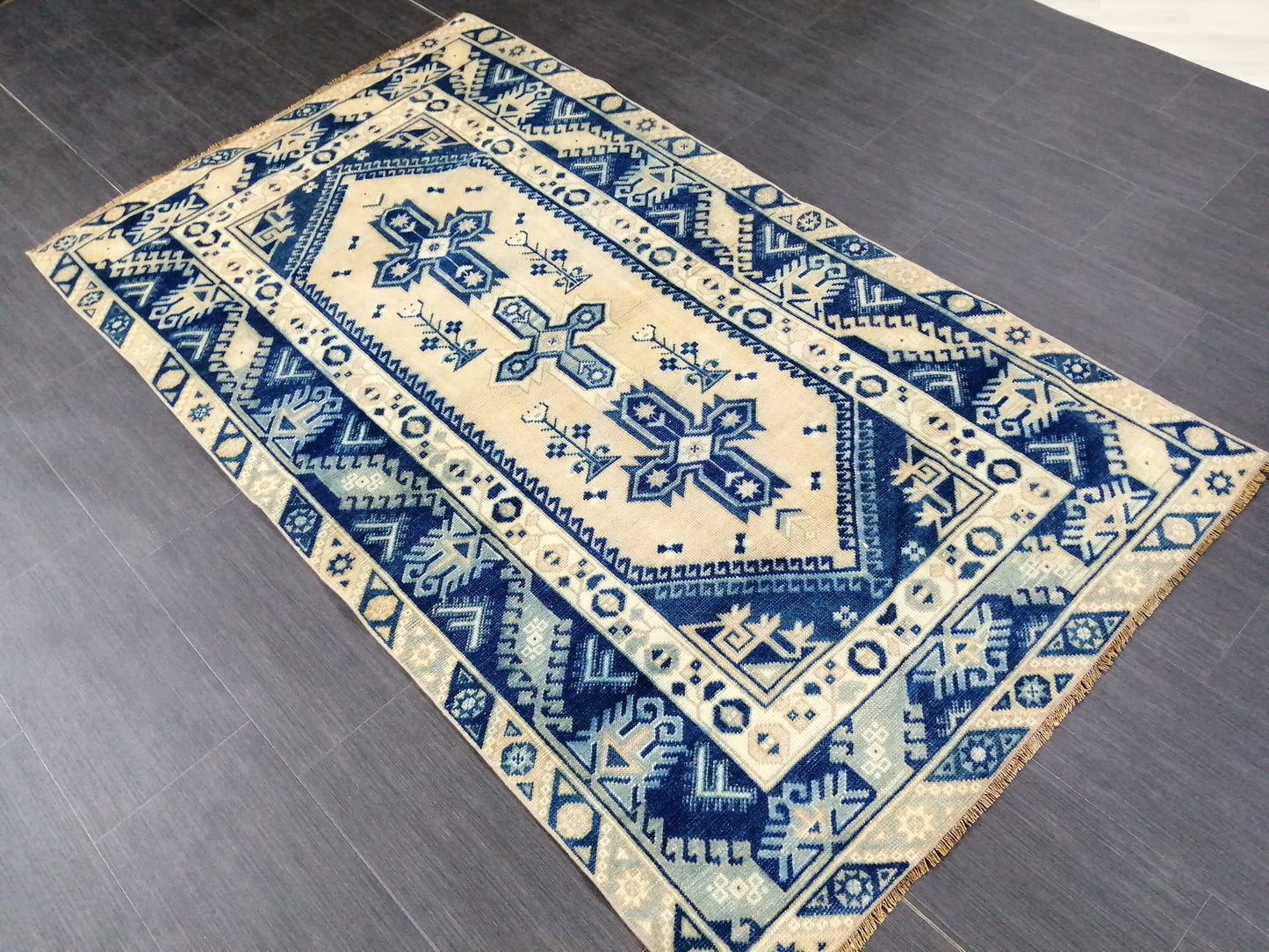 6.8 X 3.9 Rugs, Hand Made Rug, Oushak Rug, Rustic Rug, BLUE Rug, Rug Runner, Turkish Rug, Farmhouse Rug, Vintage Rug, Wool rug