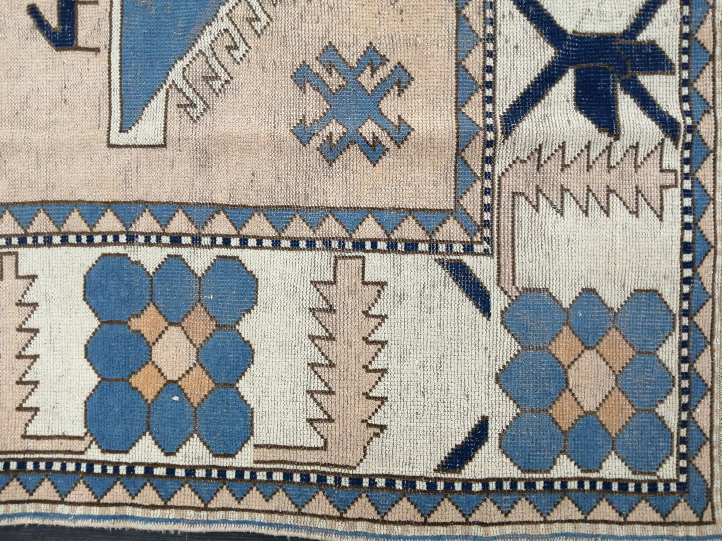 Blue Wool Rugs 6.8 x 10 Vintage Hand Made Rug, Oushak Rug, Turkish Rug, Farmhouse Rug Vintage Rug, Wool rug Oriental Rug 7x10 rug