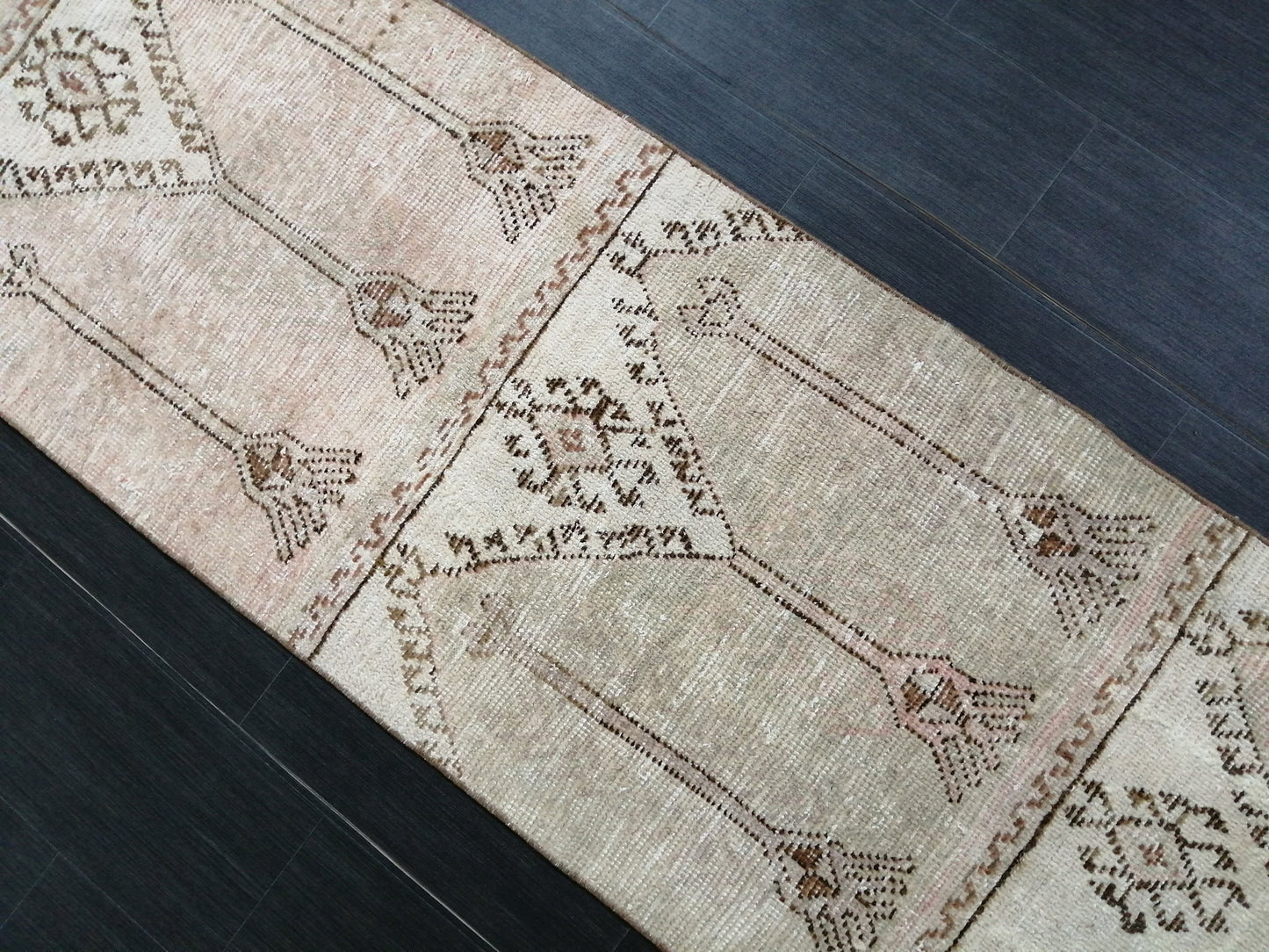MUTED Oushak Runner Rug 2.4 x 11.6 Vintage Runner Rug Hallway Runner Rug Kitchen Runner Rug Wool Runner Rug Wool Oushak Turkish Runner Rug