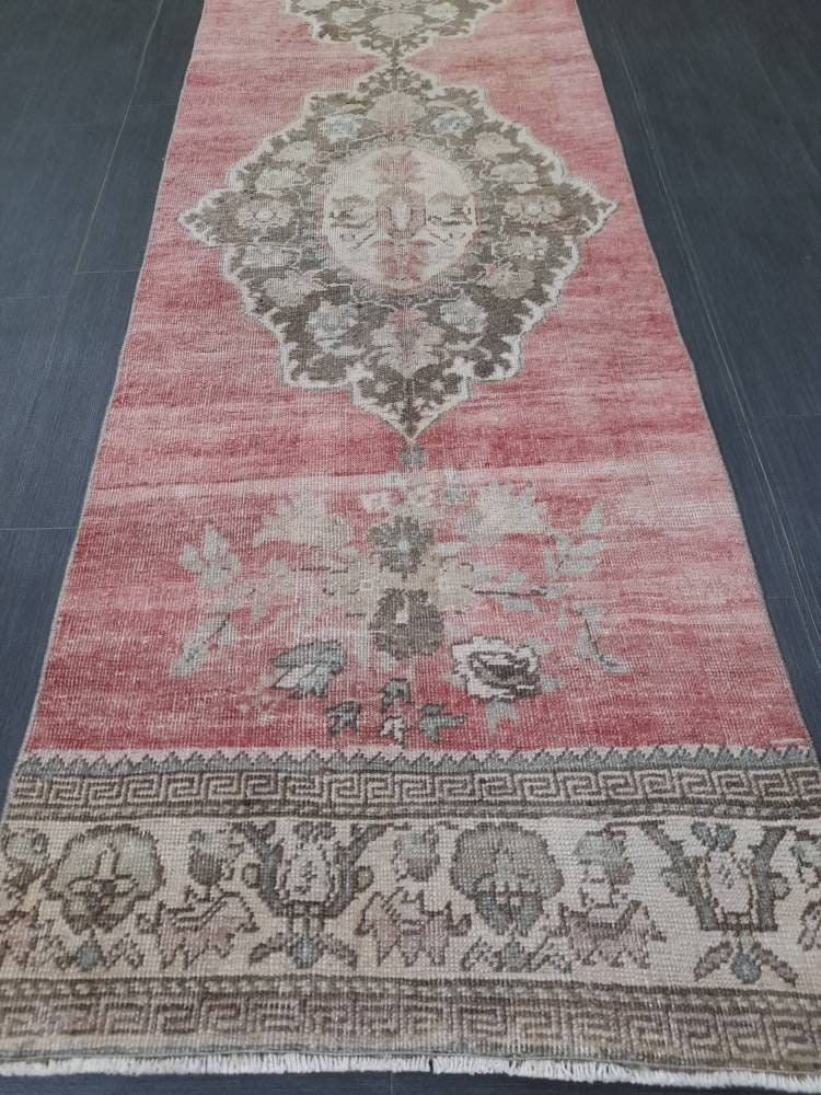 Handmade Runner Rug 2.6 x 11 Turkish Runner Rug Muted Vintage Runner Rug Oriental Hallway Runner Rug Kitchen Runner Rug Quality Wool Runner