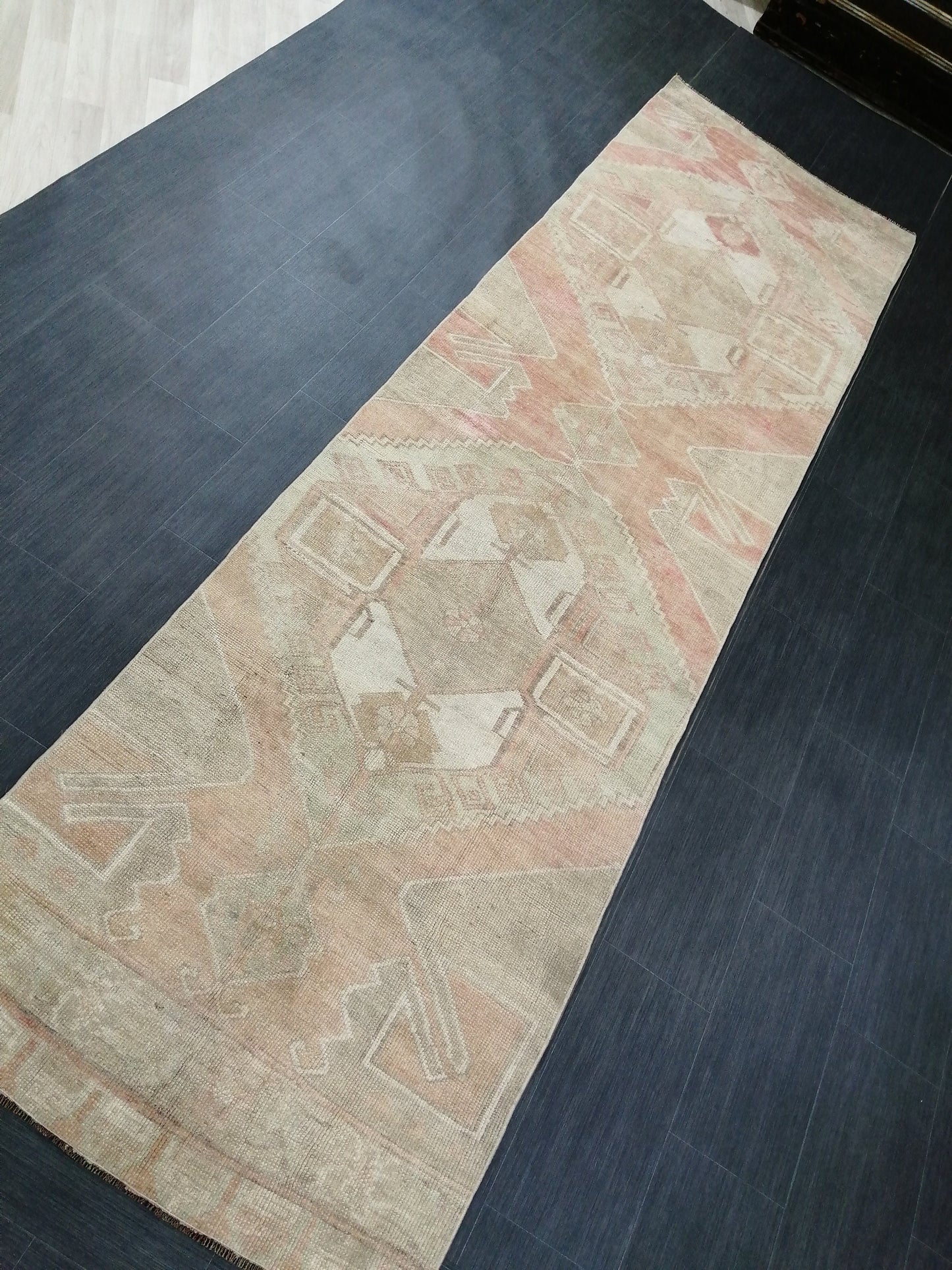 11.5 x 3.3 Muted Oushak Runner Rug Turkish Runner Rug Vintage Runner Rug Muted Hallway Runner Rug Kitchen Runner Rug Wool Runner