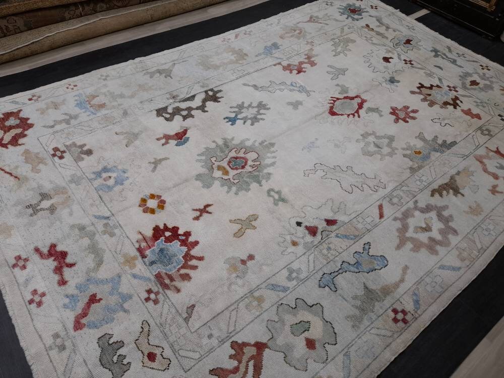 8.5 x 12 Muted Turkish RUG TURKISH Oushak Rug Muted Oushak Rug Vintage Rug Wool Oushak 9x12 Rug Hand Made Rug Authentic Oushak Rug