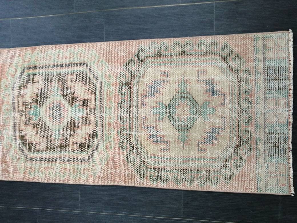 Muted Oushak Runner Rug 2.2 x 11 Vintage Runner Rug Distressed Hallway Runner Rug Turkish Kitchen Runner Rug Antique Wool Runner Rug