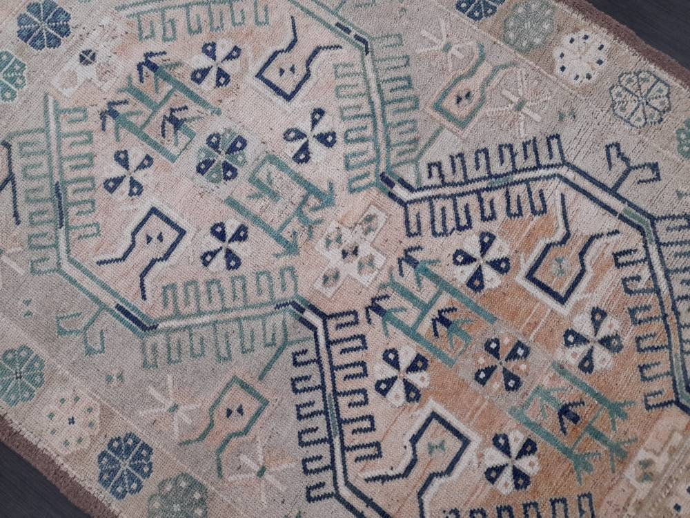 Vintage RUG TURKISH 4.3 x 6.8 Rug Vintage Oushak Rug Vintage Oriental Rug Wool Hand Knotted Rug Hand Made Rugs Antique Turkish Rug