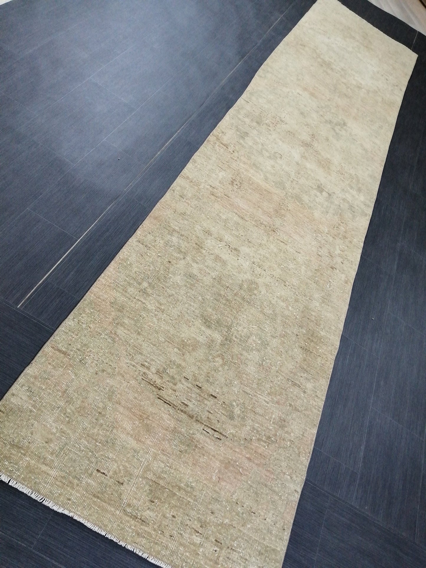 Muted Oushak Runner 13 x 2.9 Turkish Runner Rug Muted Vintage Runner Rug Hallway Runner Rug Kitchen Runner Wool Runner Rug Wool Oushak Rug