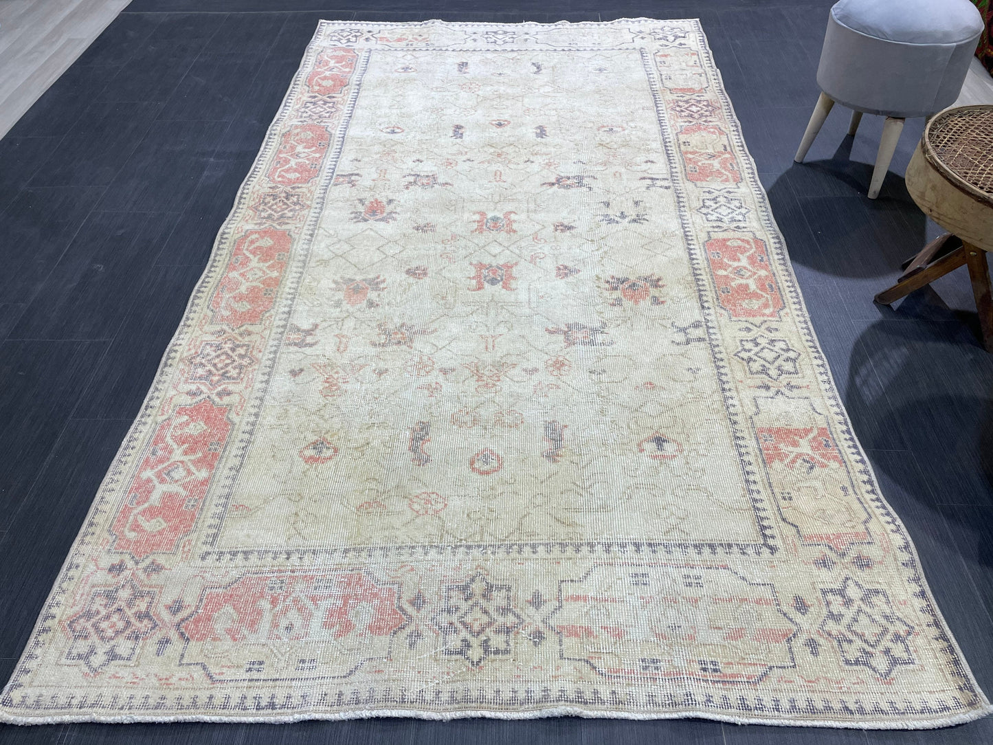 Distressed Vintage Rug, Persian 4.9 x 8.5 Rug, Handmade Rug, Antique Rug, Rustic Rug, Turkish Rug, Farmhouse Rug, Wool rug