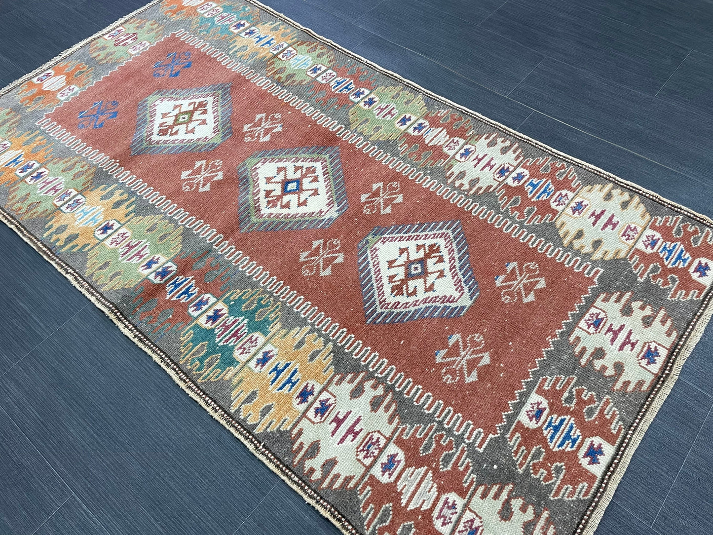 VINTAGE RUG 3 x 5.3 TURKISH Rug Oriental Rug Oushak Rug Handmade Rug Hand Knotted Rug