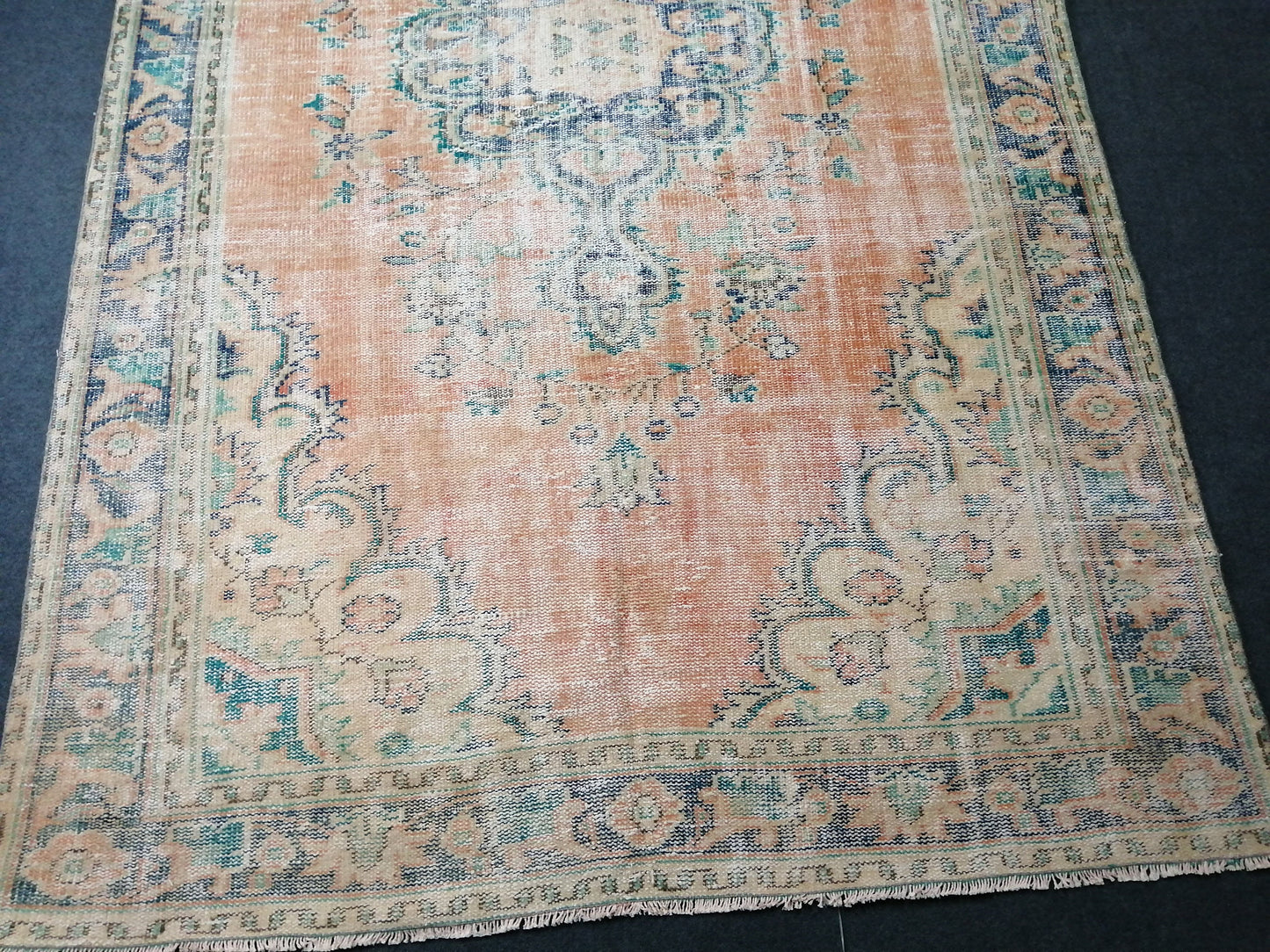 6 x 9.6 Large OUSHAK RUG TURKISH Oushak Rug Vintage Oushak Runner Rug 6 by 10 Muted Vintage Rug Wool Oushak Rug Hand Made Rugs