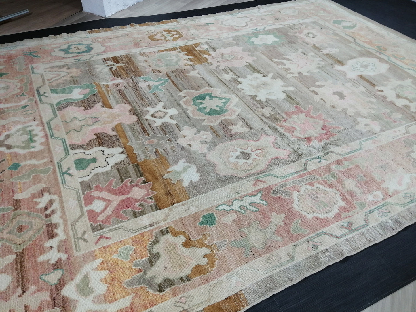 12 x 8.9 Vintage Muted OUSHAK RUG, TURKISH Oushak Rug, Wool Oushak Rug Hand Made Rugs, Vintage Oriental Rug