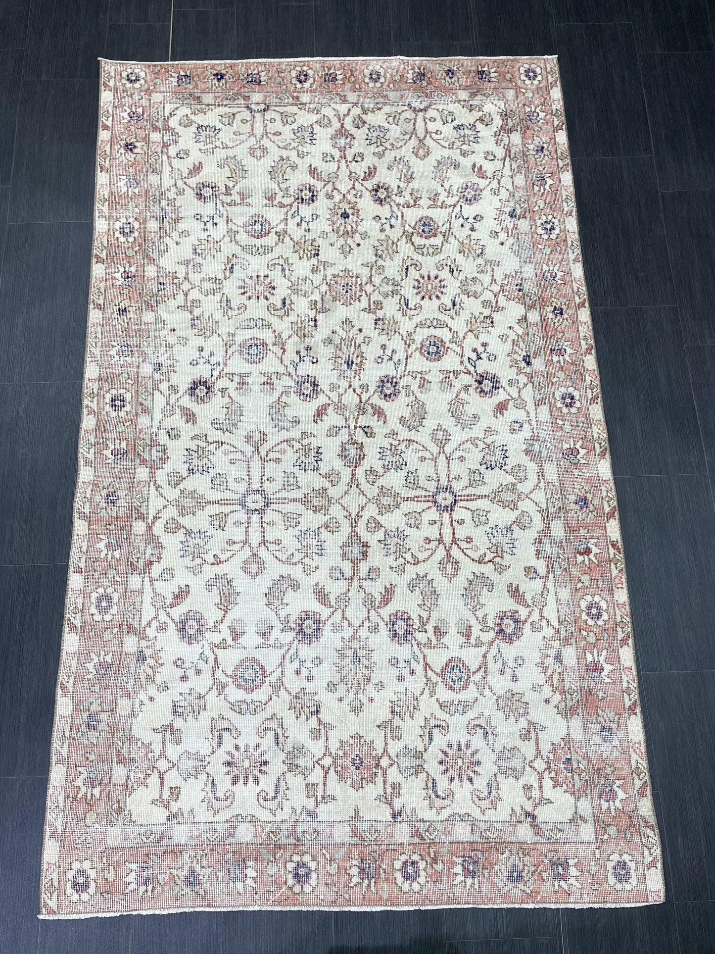 Vintage Rug TURKISH 4.6 x 7.7 Rug Handmade Rug Vintage Persian Rug Oushak Rug Hand Knotted RugTurkish Rug Vintage Oushak Rug, Wool Rug