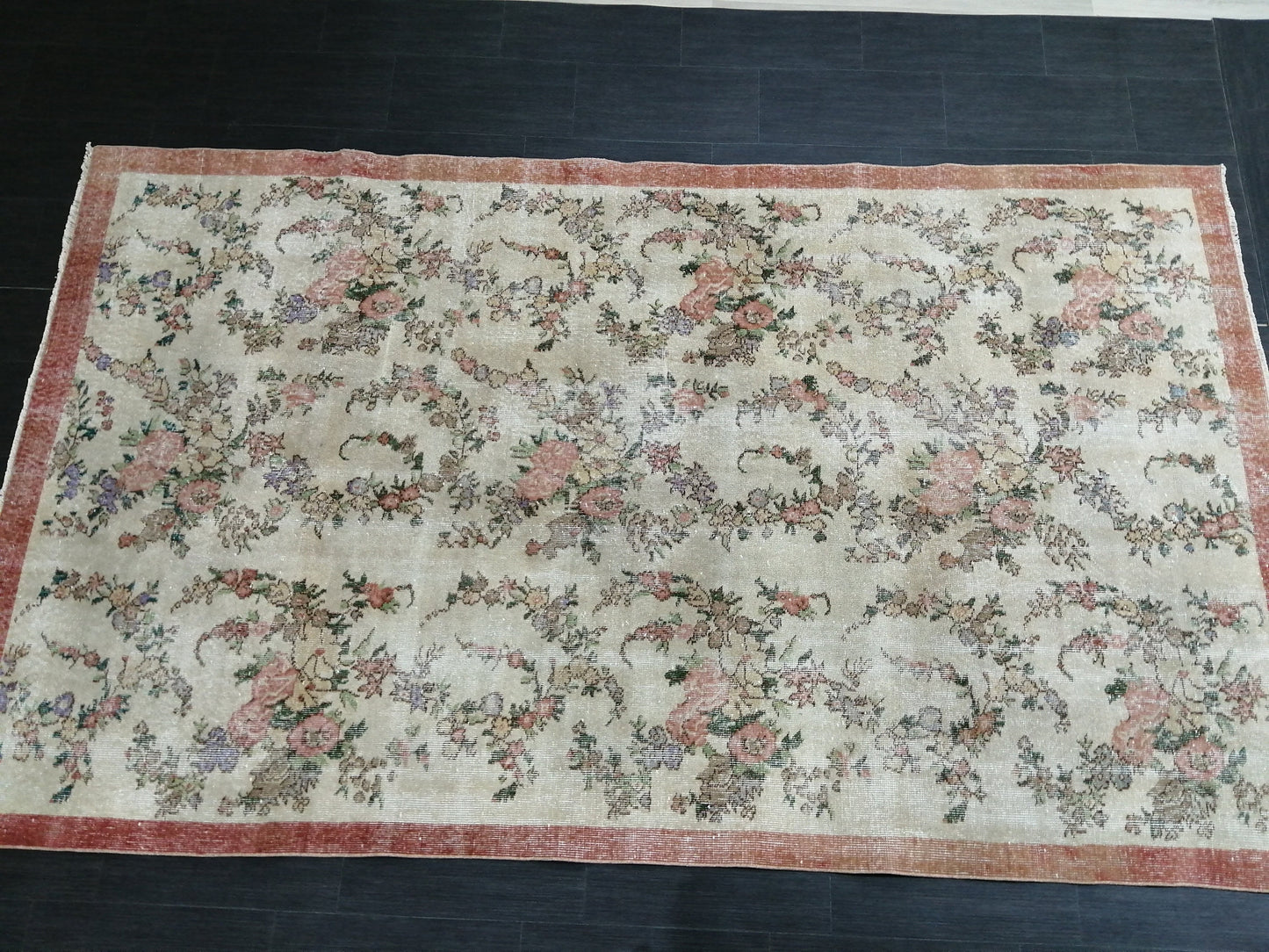 9.7x5.7 Floral Oushak Runner Rug Turkish Runner Rug Vintage Runner Rug Hallway Runner Rug Kitchen Runner Rug Wool Runner Rug Wool Oushak Rug