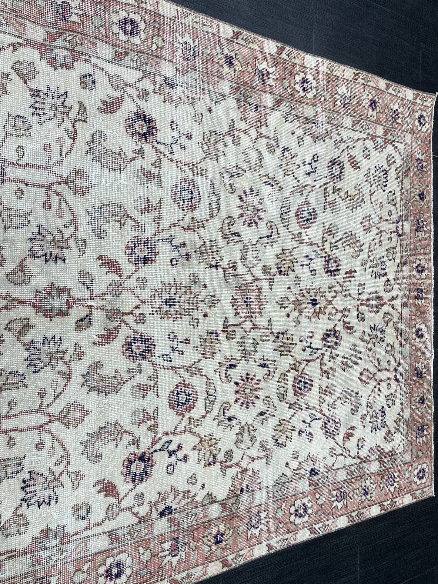Vintage Rug TURKISH 4.6 x 7.7 Rug Handmade Rug Vintage Persian Rug Oushak Rug Hand Knotted RugTurkish Rug Vintage Oushak Rug, Wool Rug